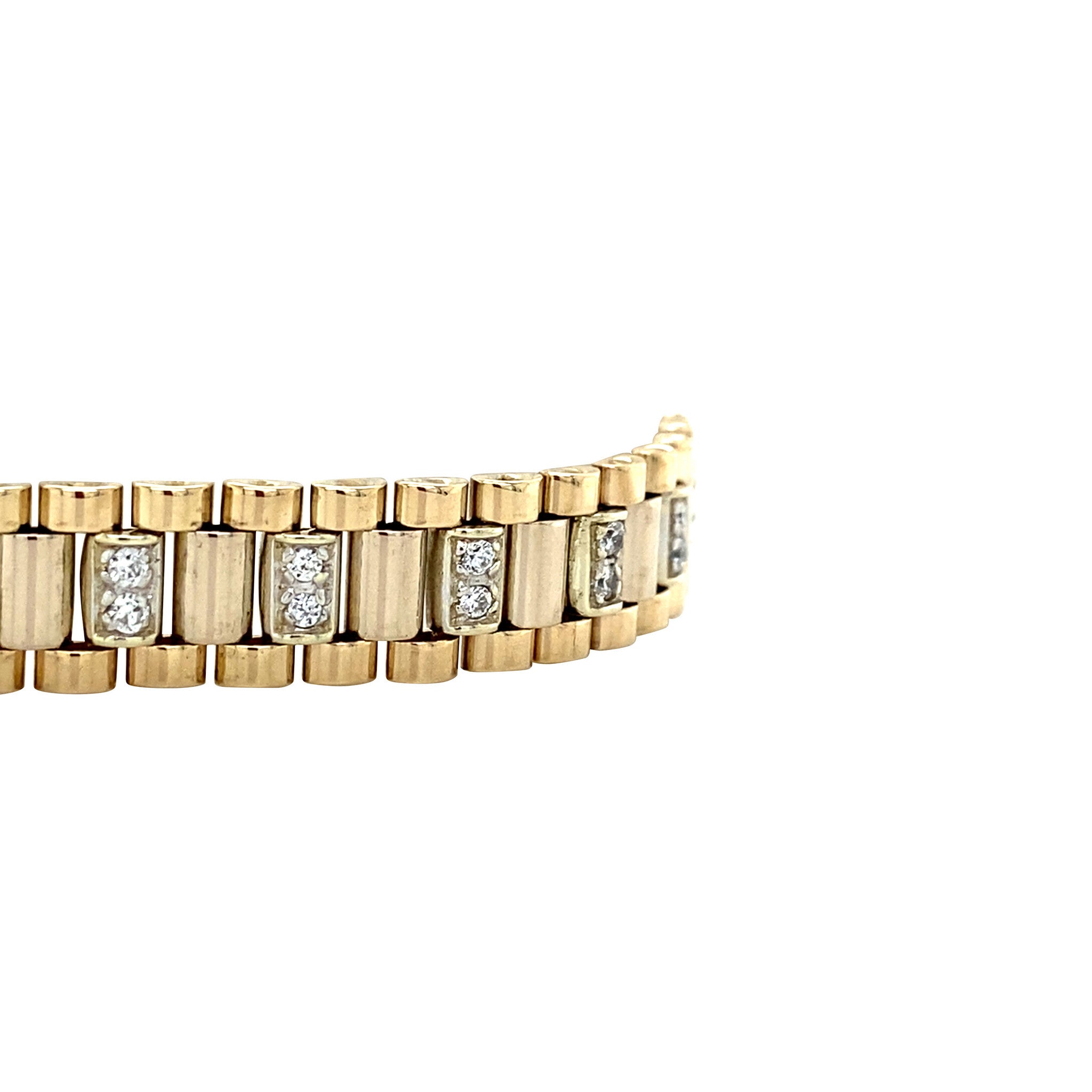 Golden rolex bracelet with zirconia 19.5 cm 14 kt