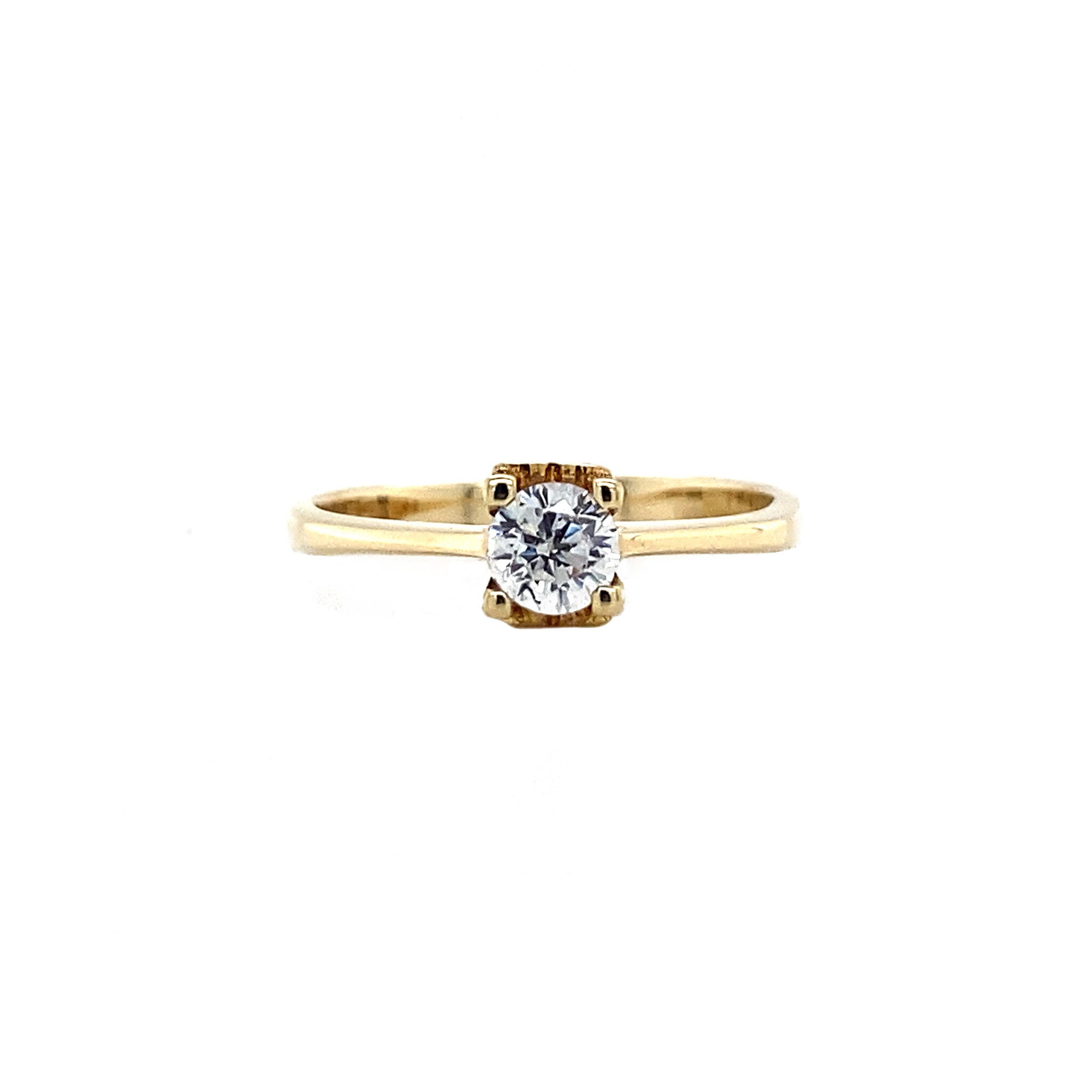 Gold solitaire ring with diamond 0.45ct. 14 kt