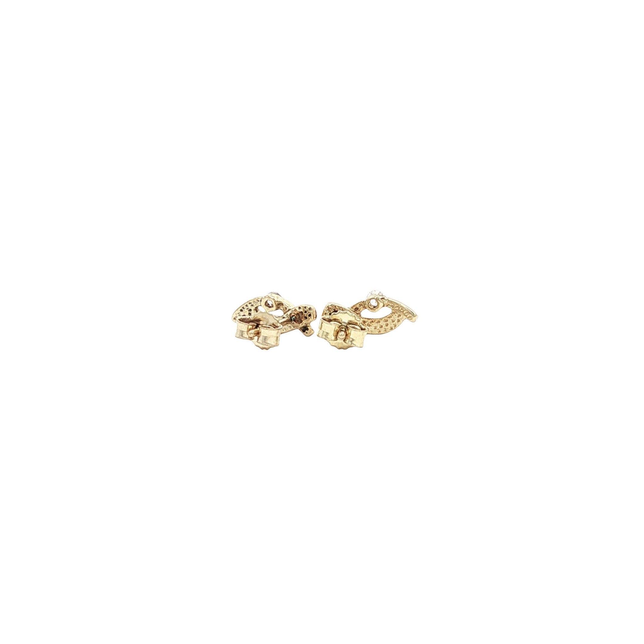 Gold stud earrings with zirconia 14 karat