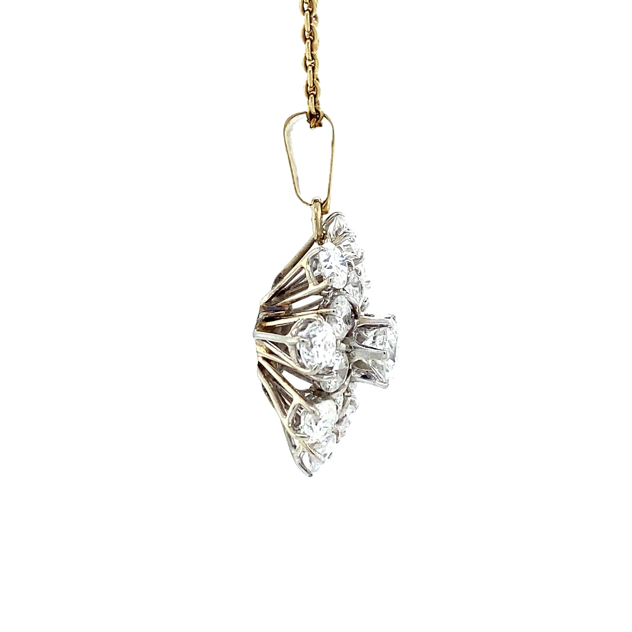 Bicolour gold entourage pendant with diamond 14 kt