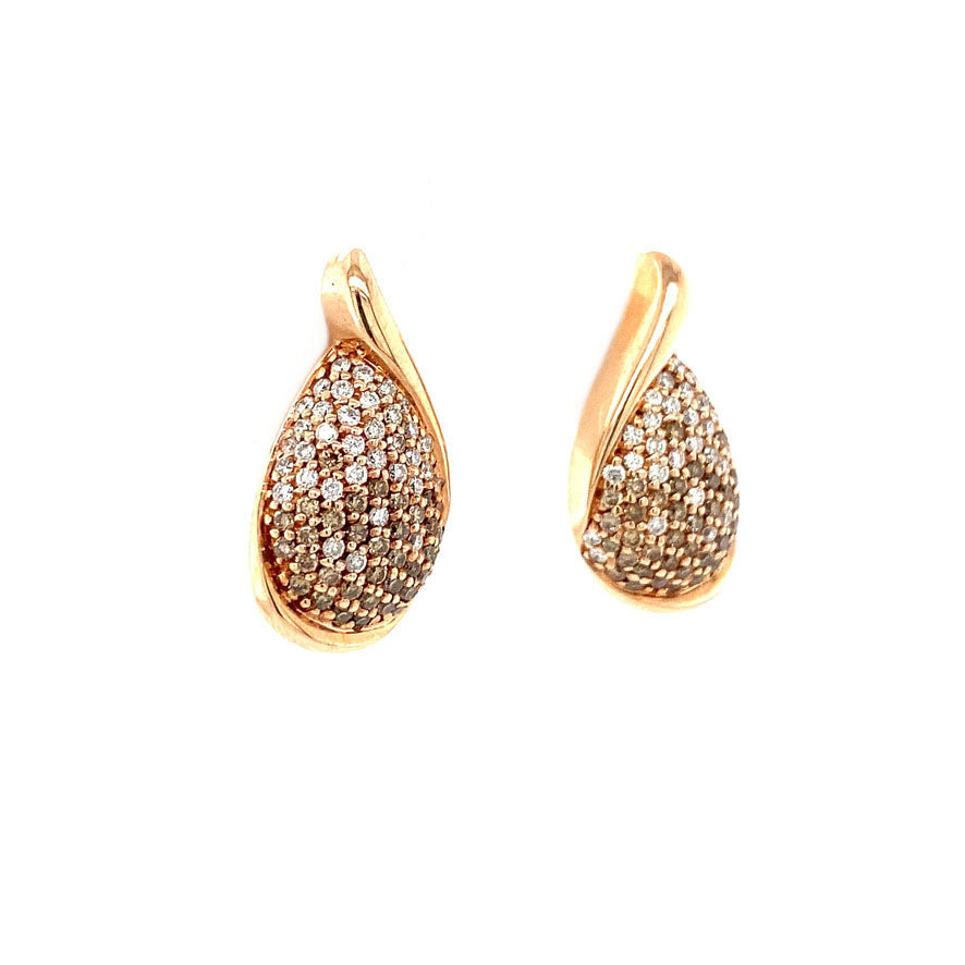 Rose gold ear studs with diamond 14 kt* new
