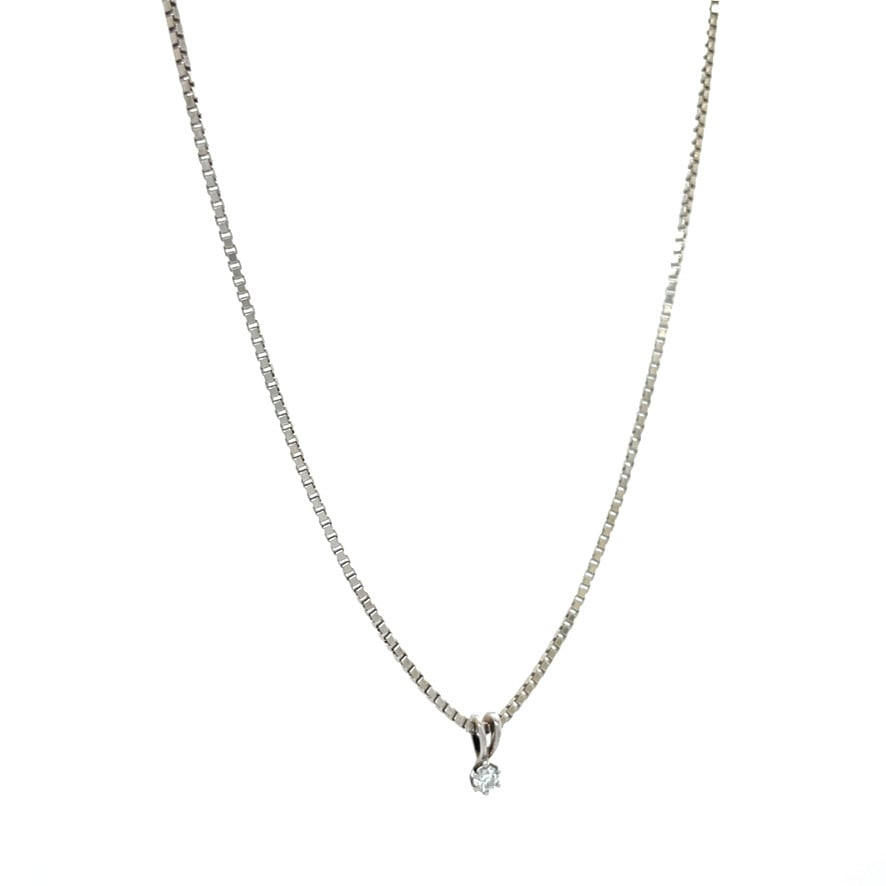 White gold necklace with diamond pendant 40.5 cm 14 karat