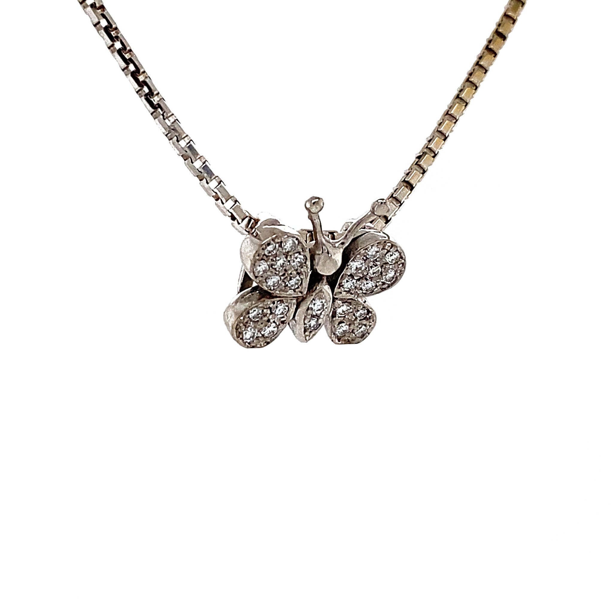 White gold butterfly pendant with diamond 18 kt