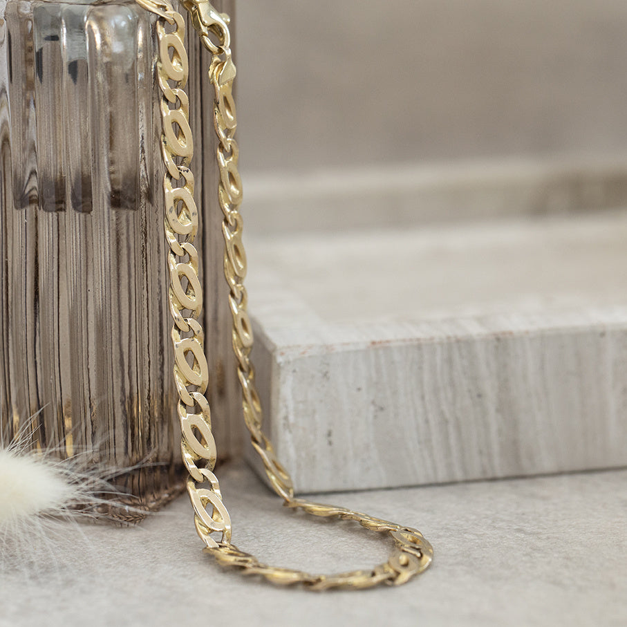 Gold men's necklace hawk's-eye 63.5 cm 14 karat