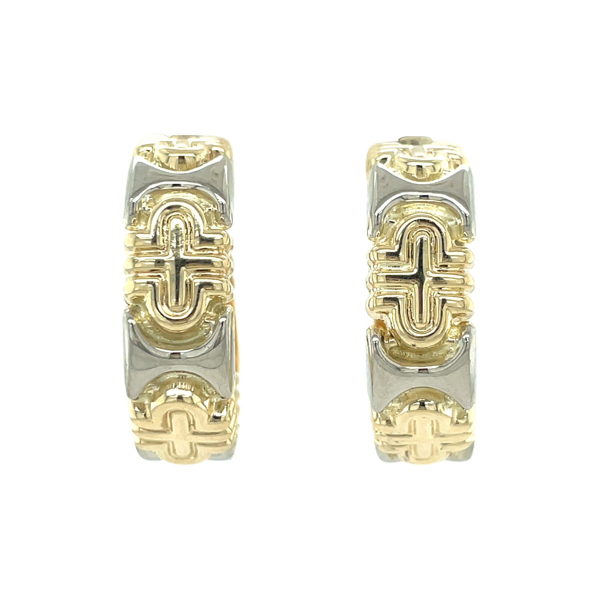 Gold stud earrings bicolour 14 karat
