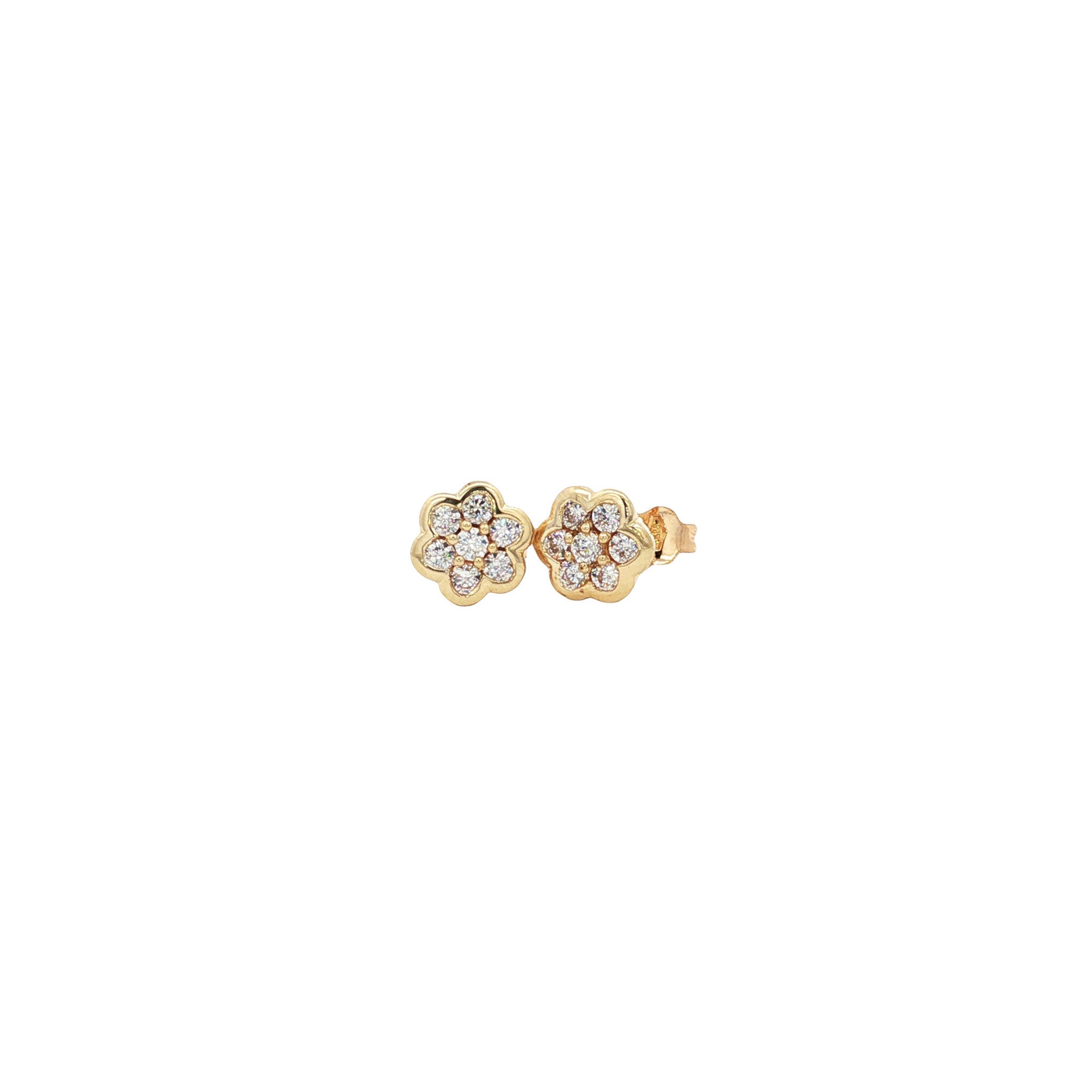 Gold ear studs with zirconia 14 karat