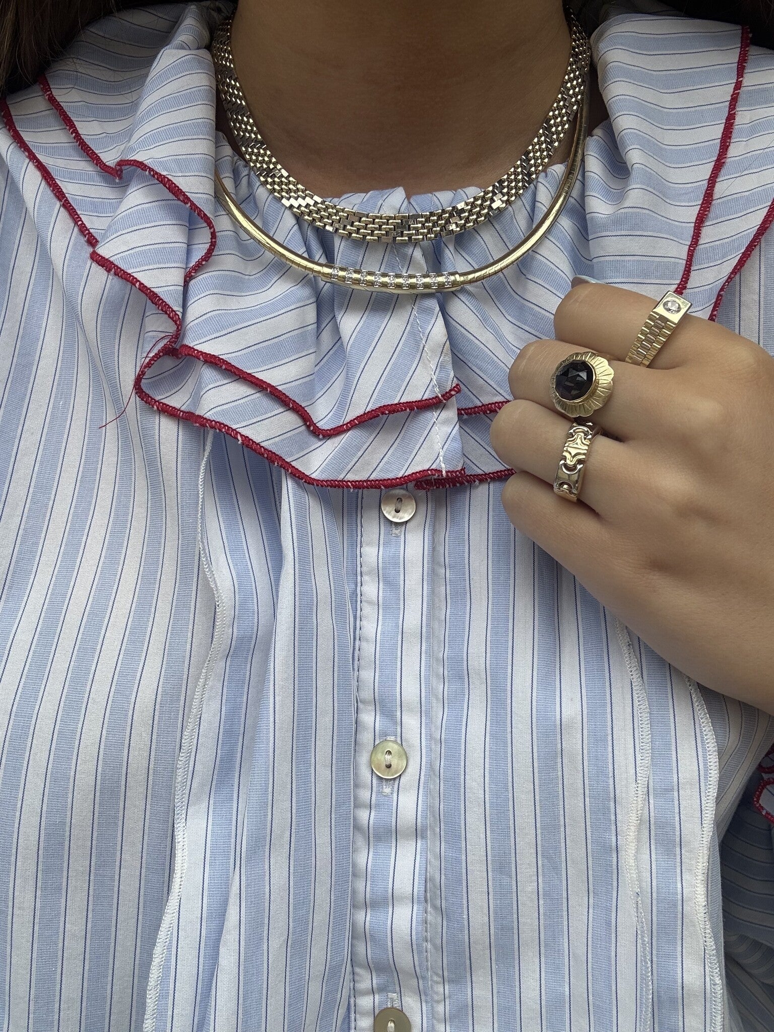 Bicolour gold choker 41 cm 14 kt