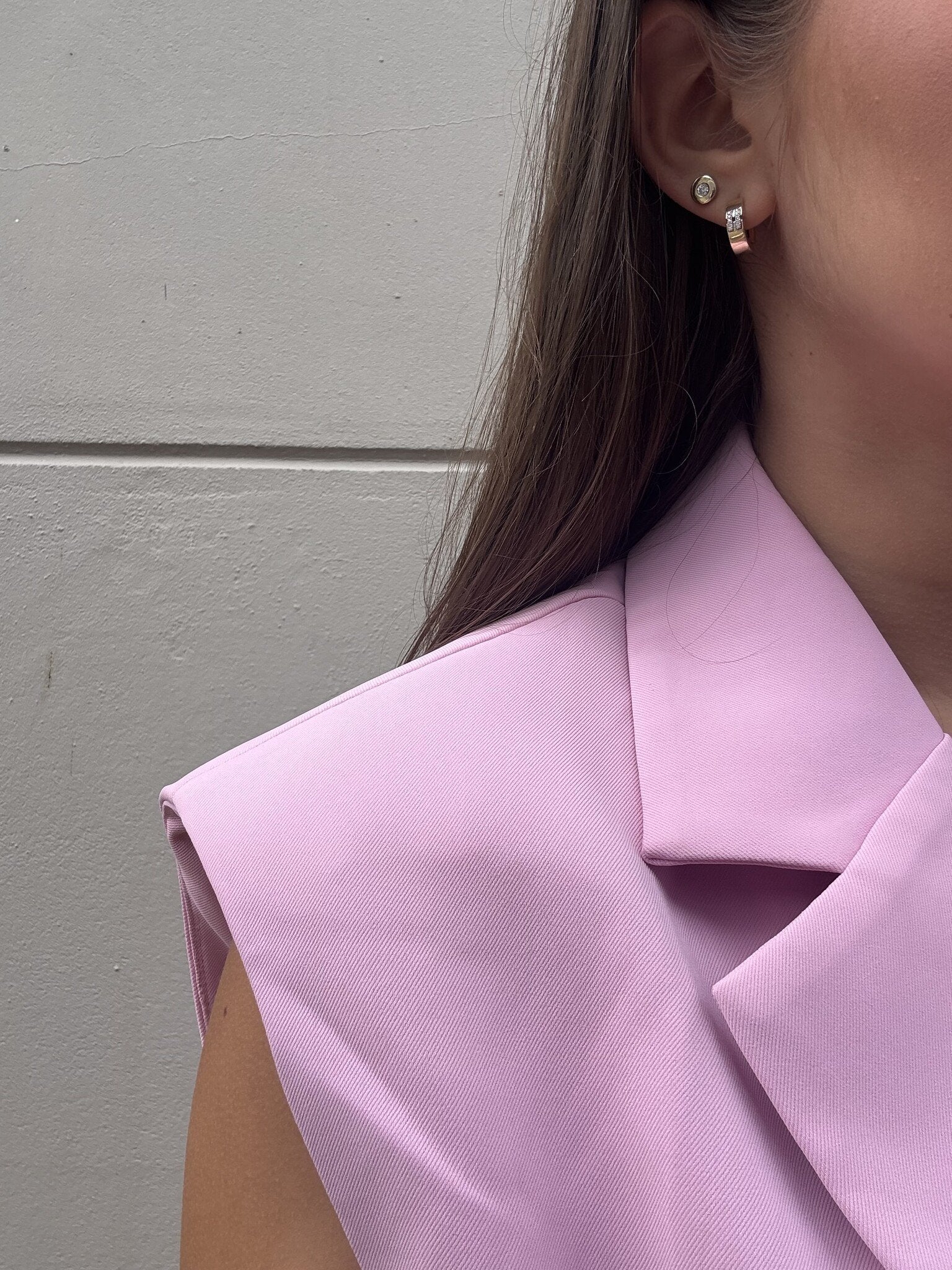 Gold hinged hoop earrings with diamond 14 karat