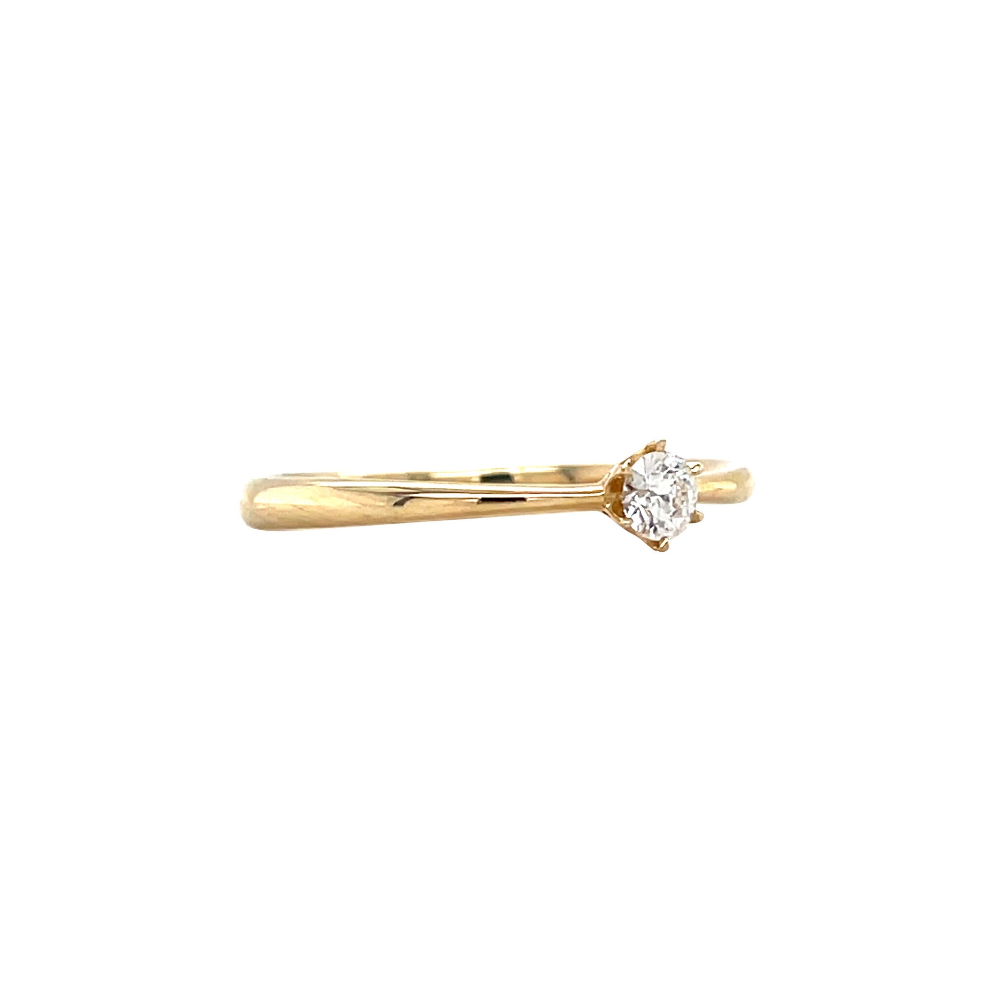 Gold solitaire ring with diamond 14 kt