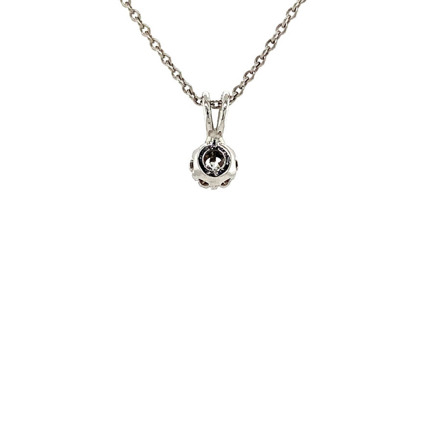 White gold solitaire pendant with diamond 14 kt