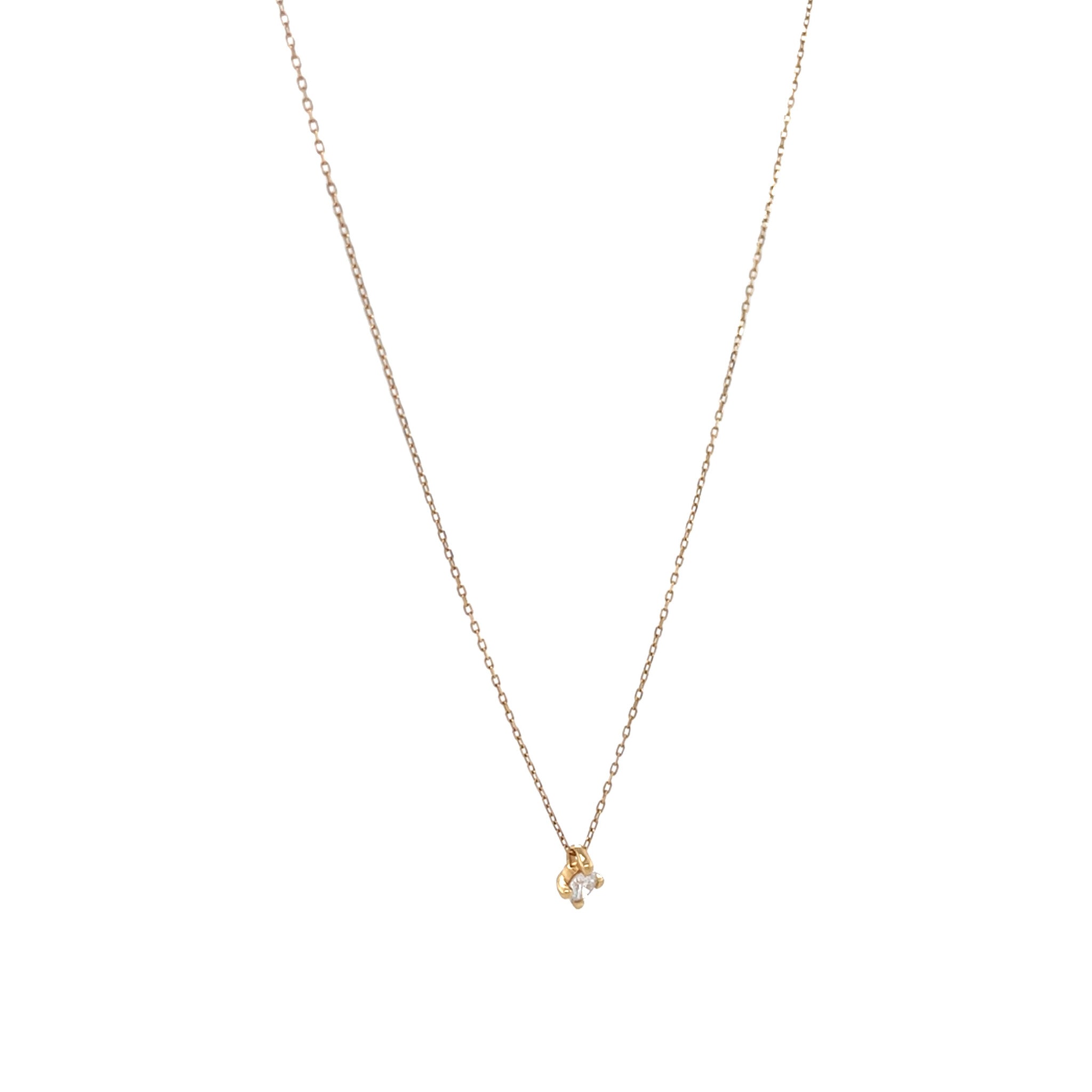 Yellow gold solitaire necklace with diamond 14 kt