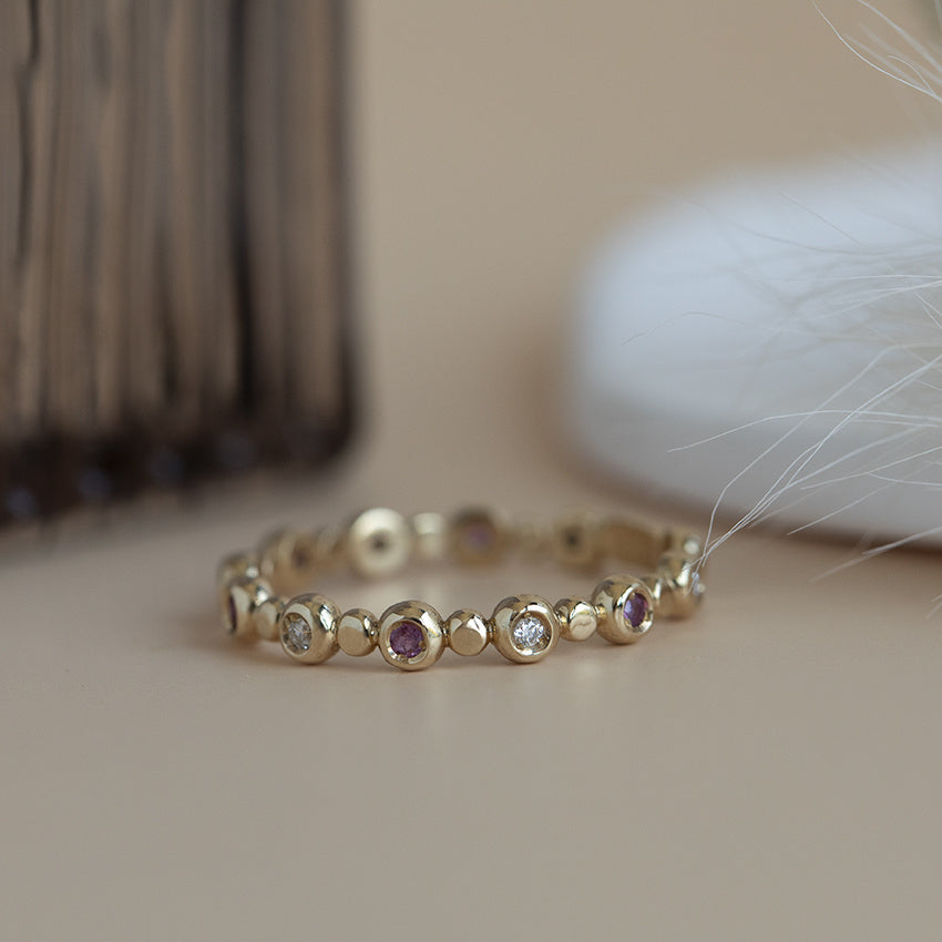 Gouden ring met robijn en diamant 14 krt* nieuw