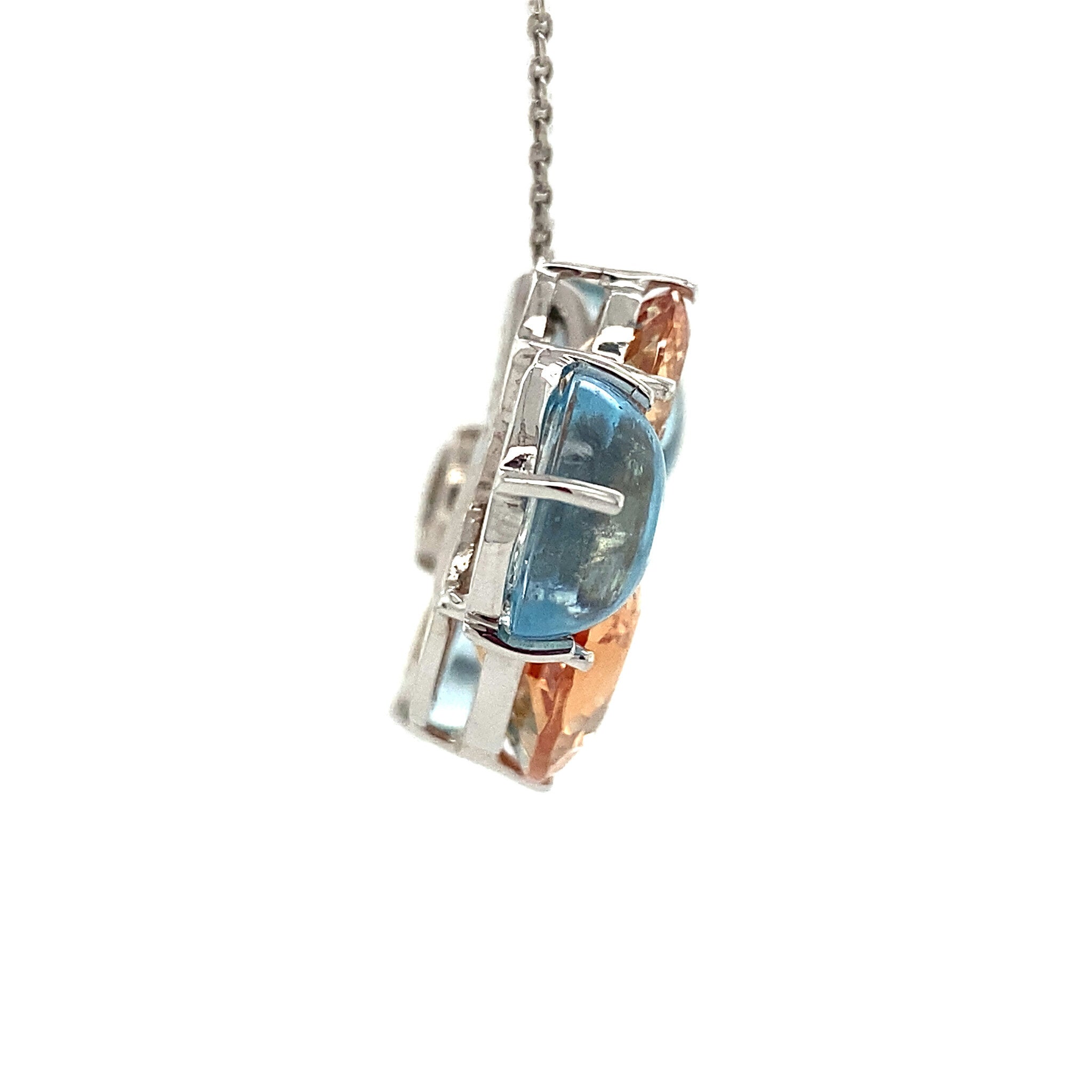 White gold pendant with diamond and colored glass 18 kt