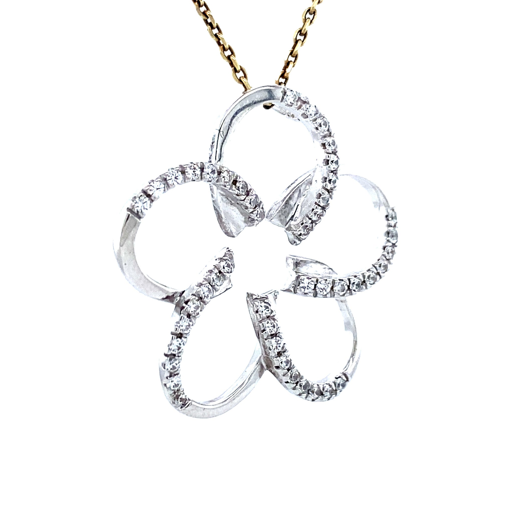 White gold flower pendant with diamond 18 karat