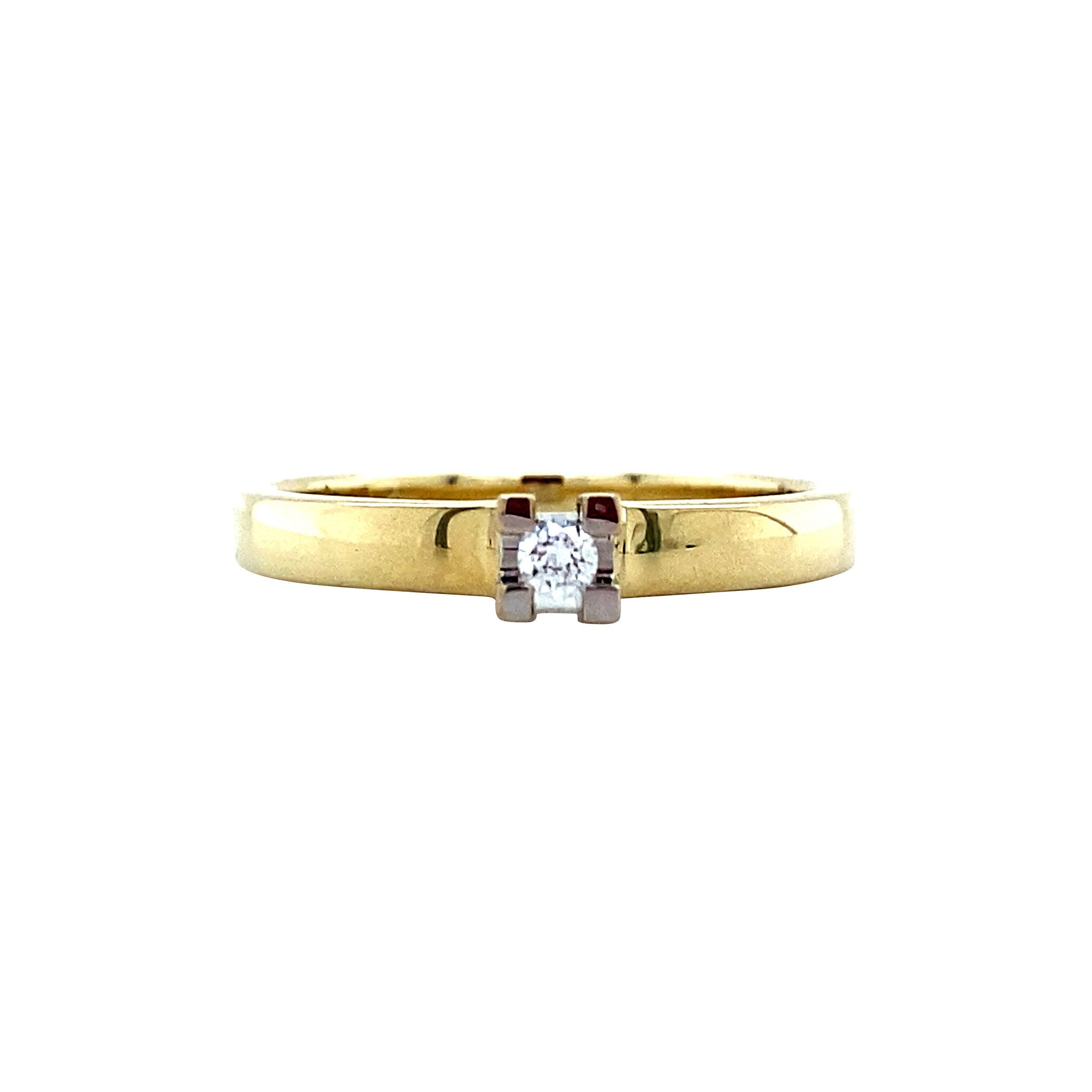 Gold solitaire ring with diamond 14 kt* new
