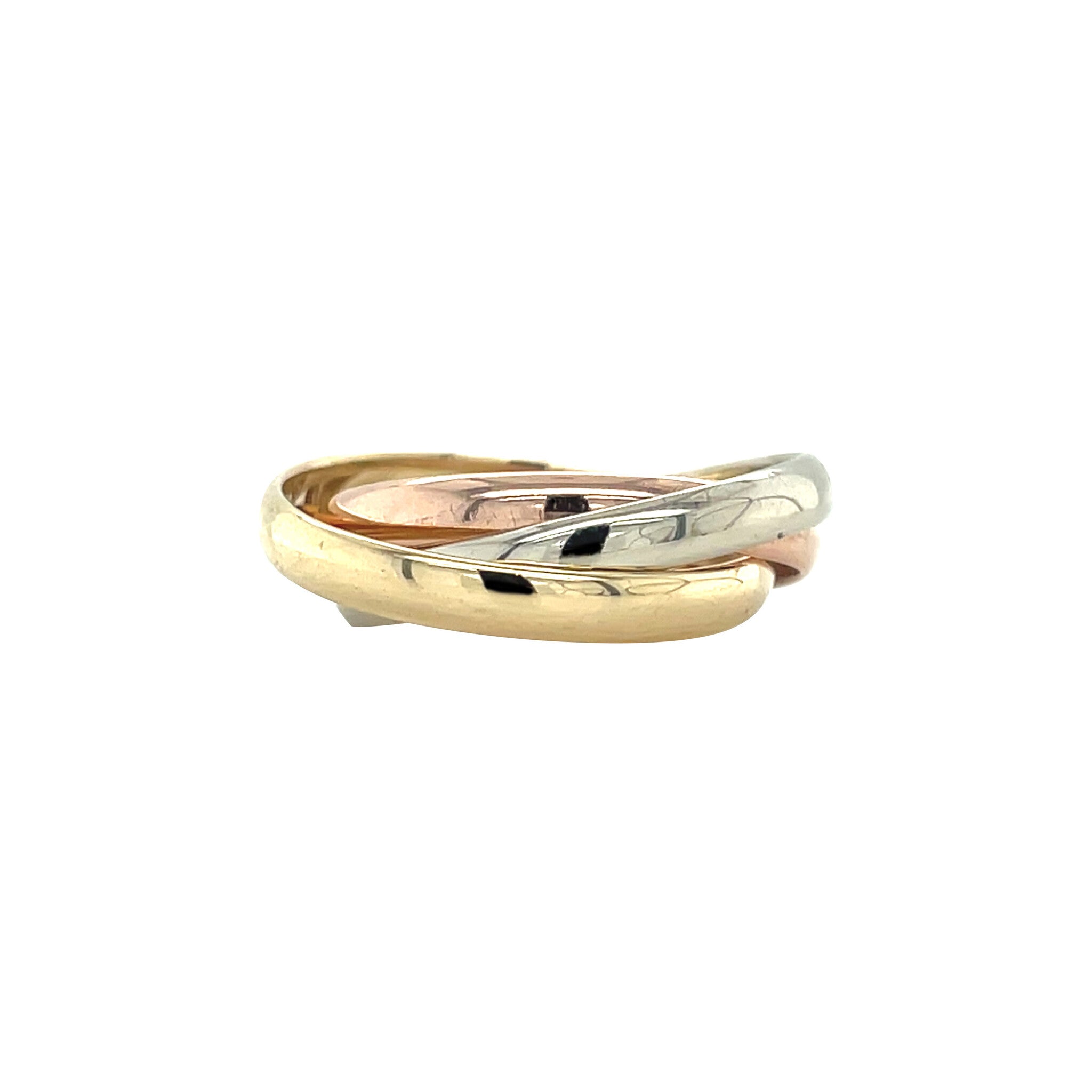 Tricolour golden trinity ring 14 karat