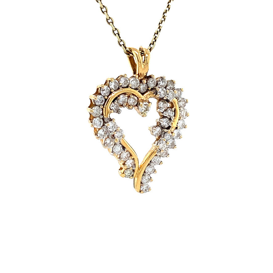 Golden heart pendant with diamond 18 kt