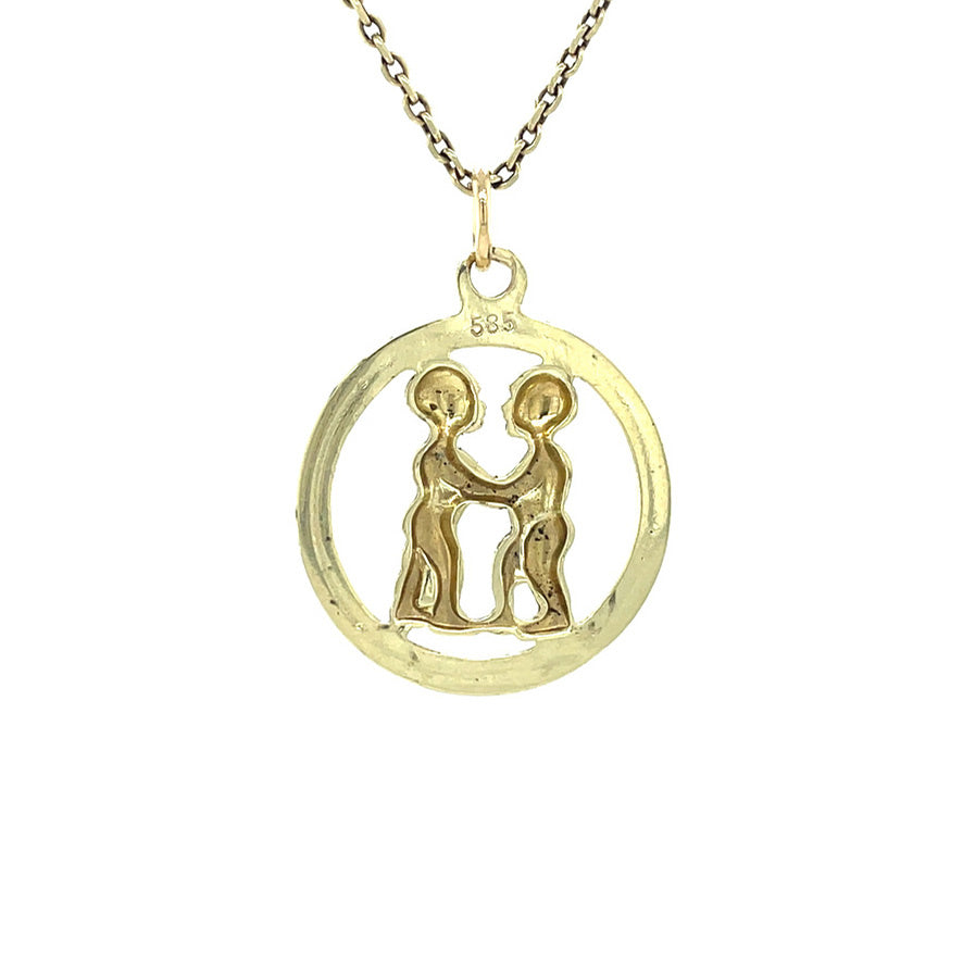 Gold pendant zodiac sign Gemini 14 karat