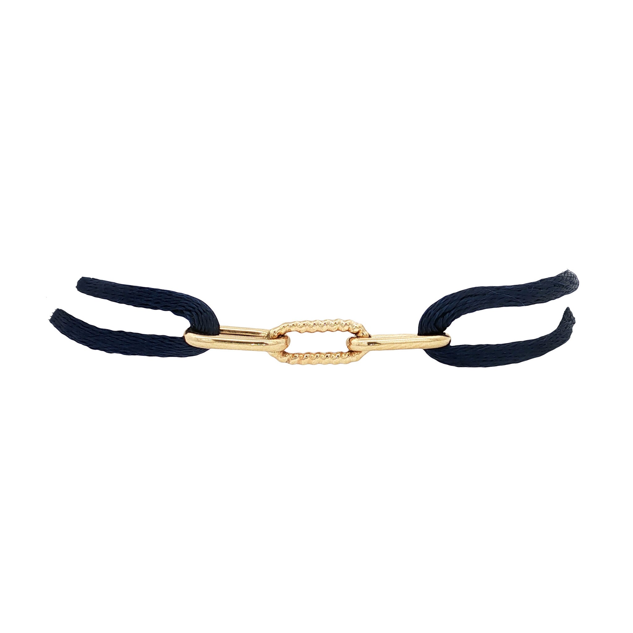 Satijnen armband met gouden schakel 14 karaat