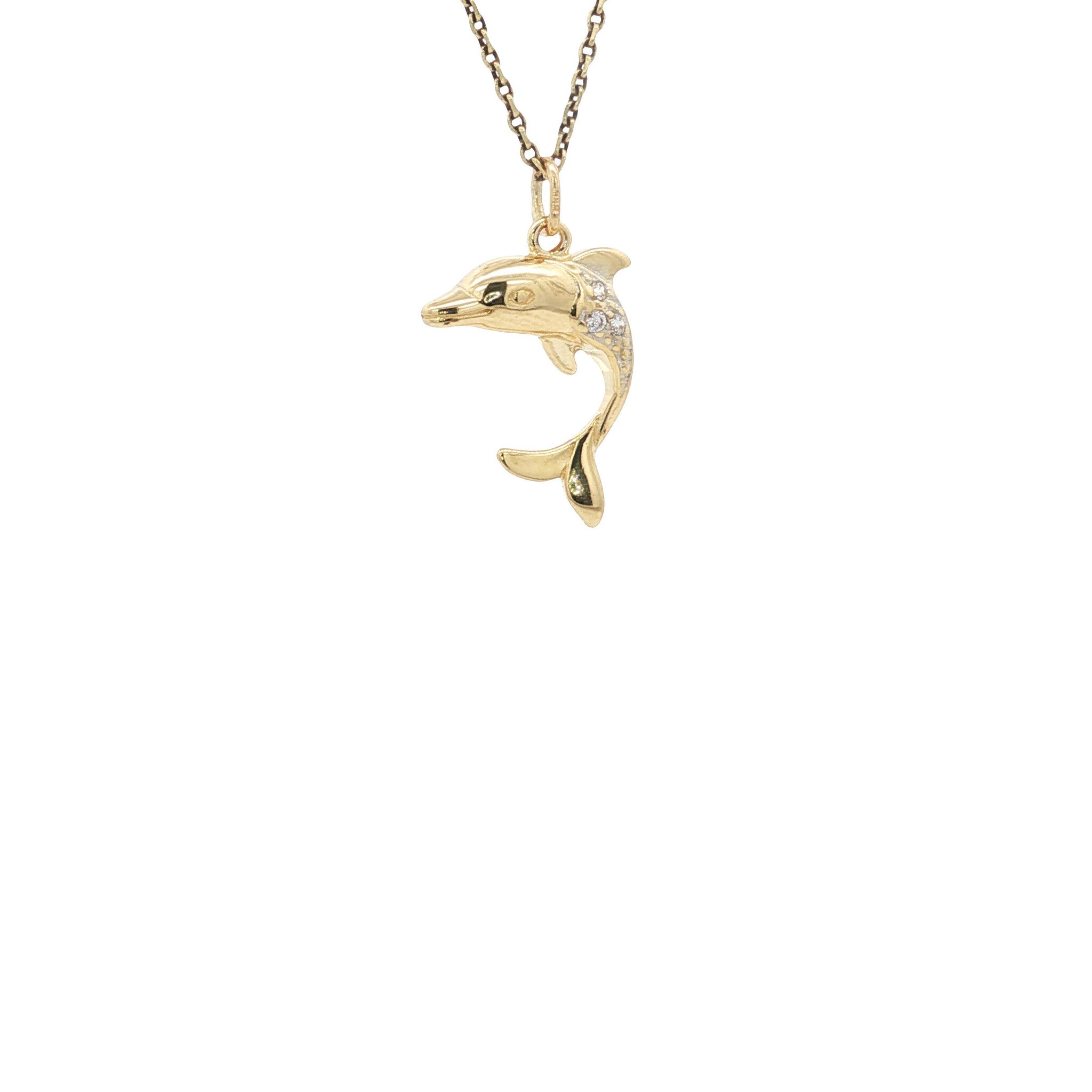Gold dolphin pendant 14 karat