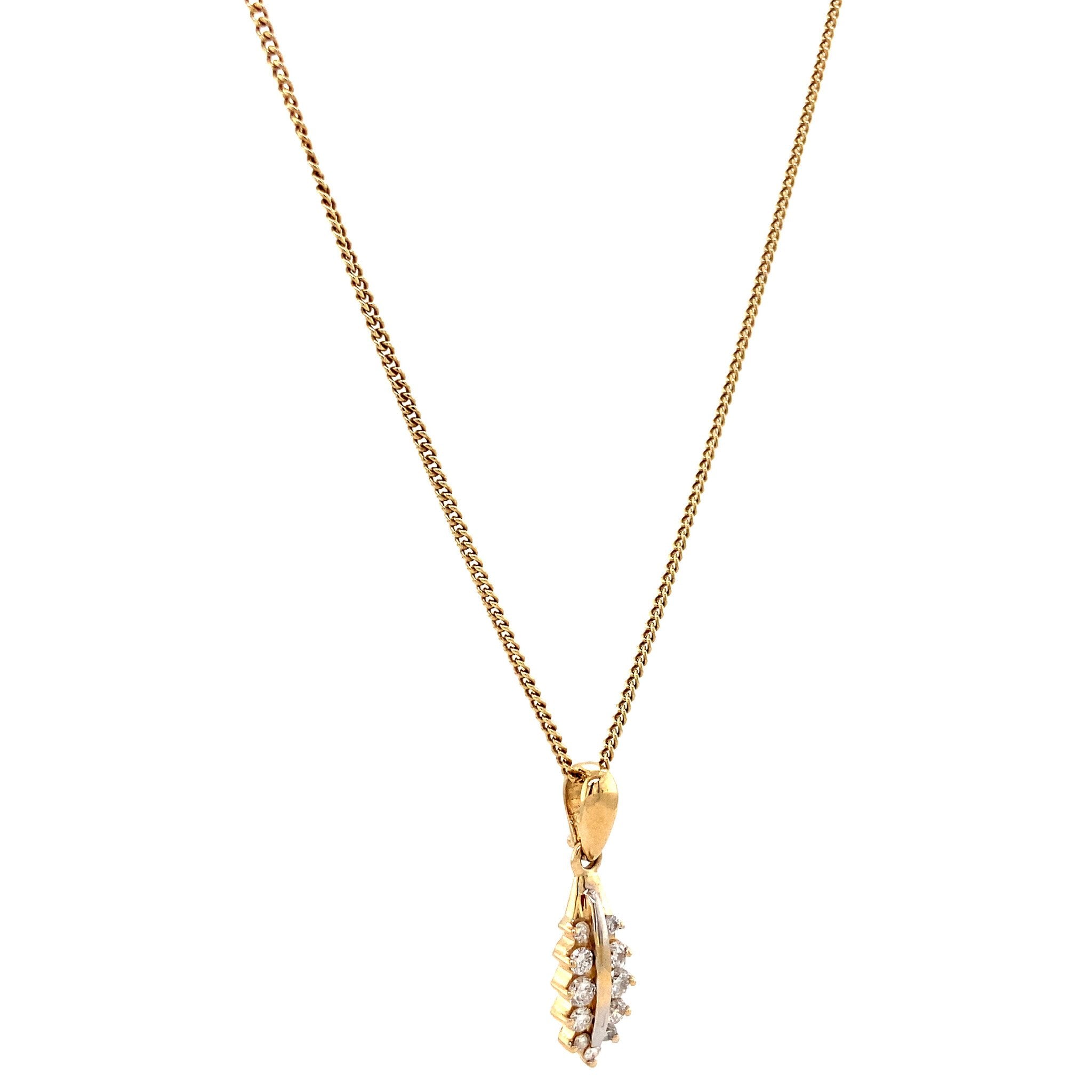 Gold necklace with pendant with diamond 46 cm 14 karat