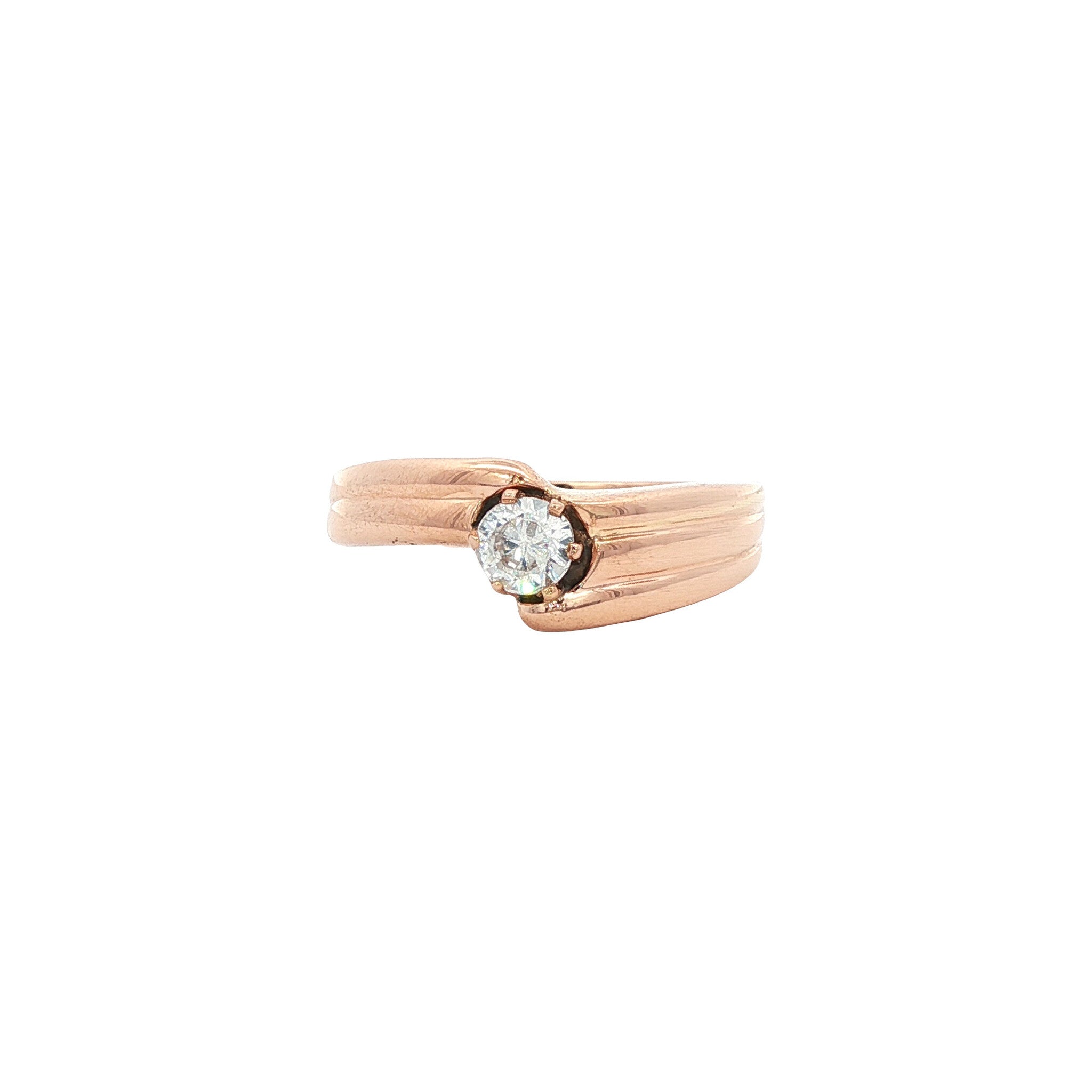 Rosegouden ring met zirkonia 14 karaat