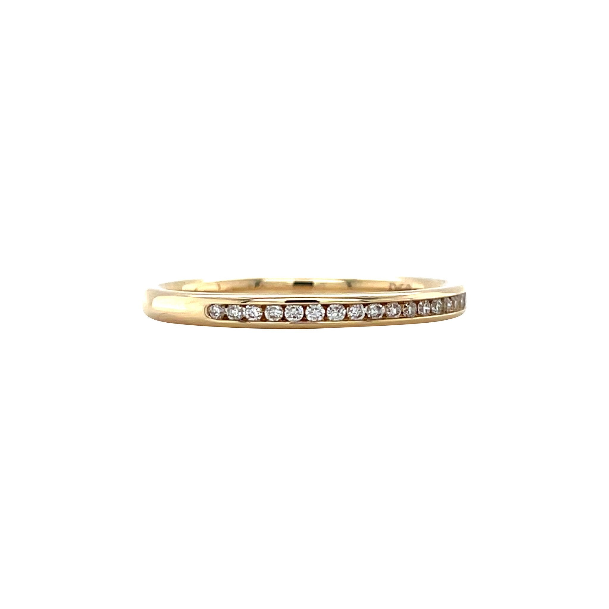 Gold rail ring with diamond 14 kt