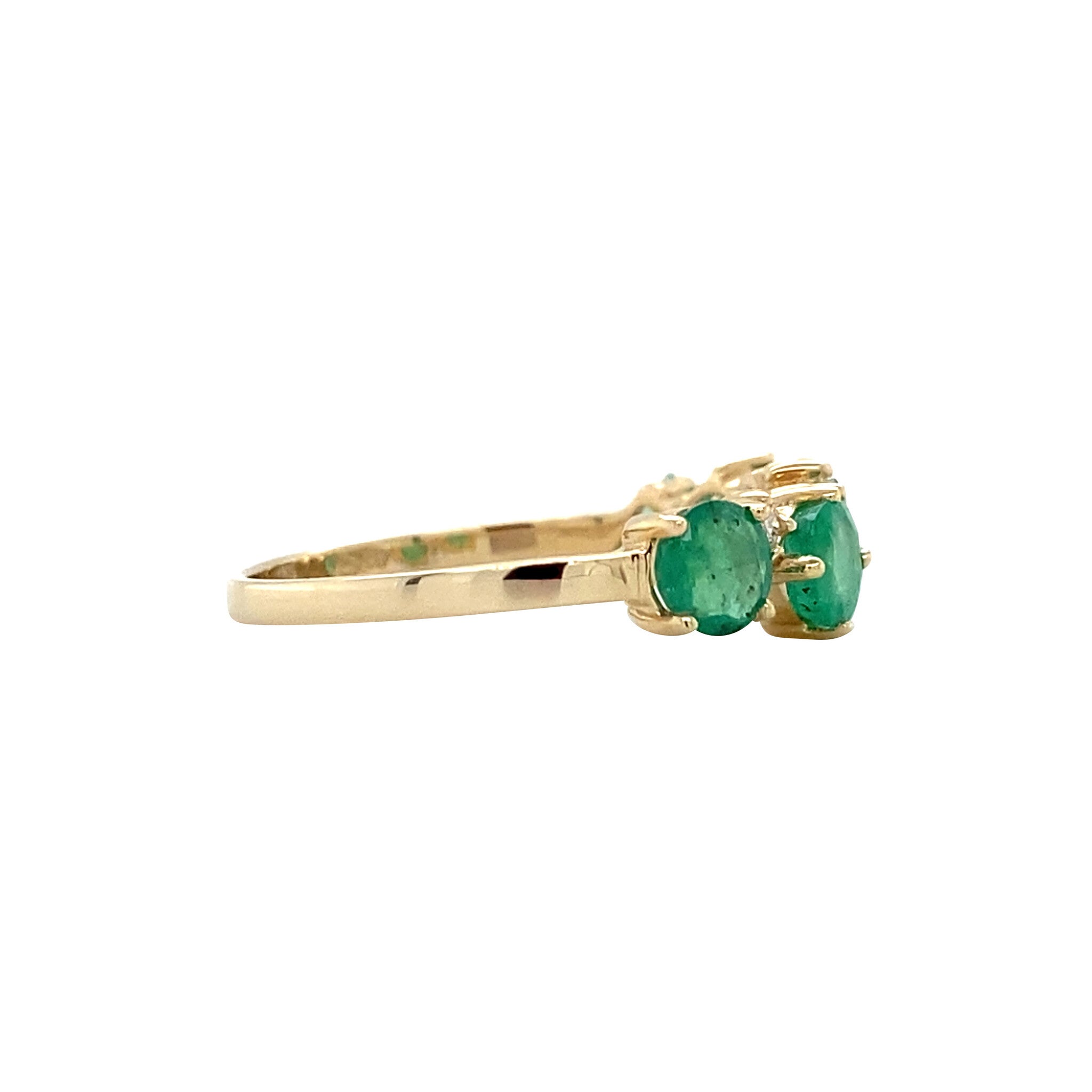 Gold ring with emerald and diamond 14 kt* new