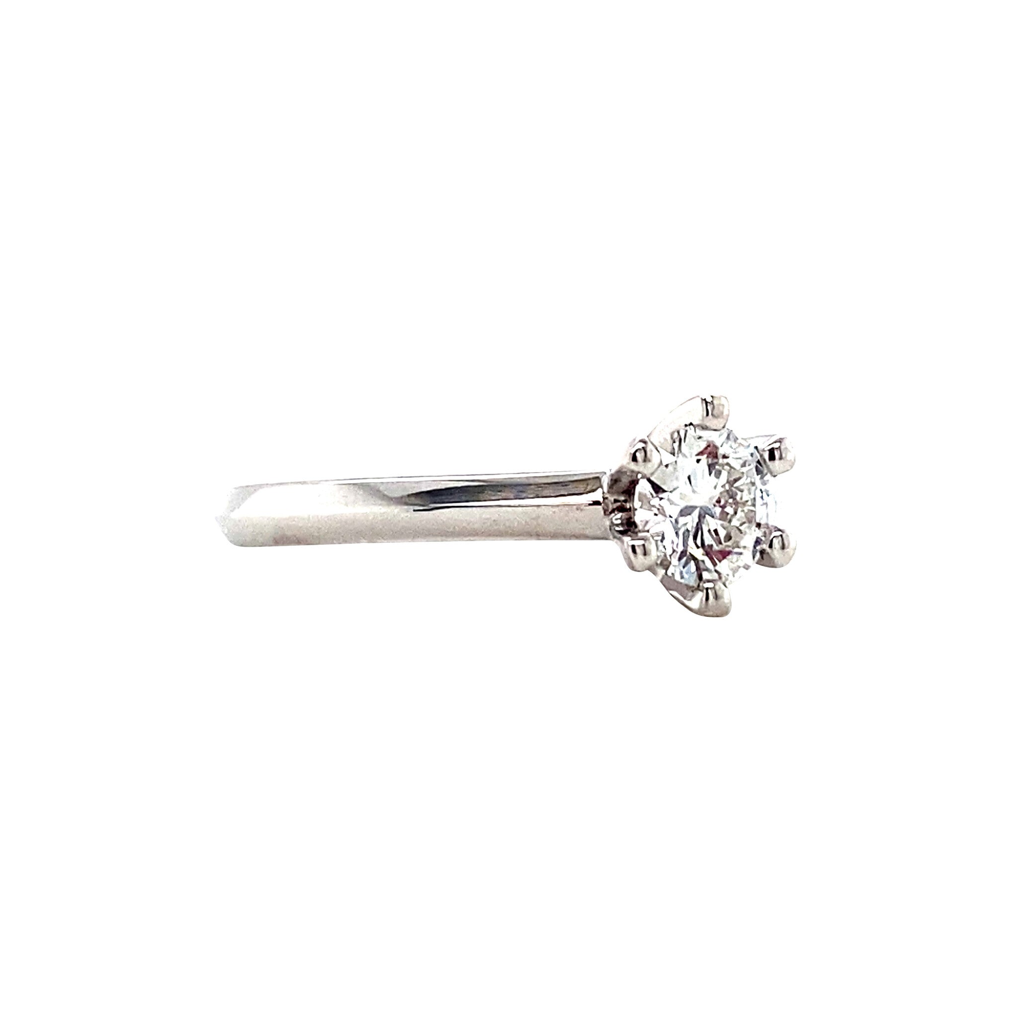 White gold solitaire ring with diamond 0.50ct. 14 karat* New