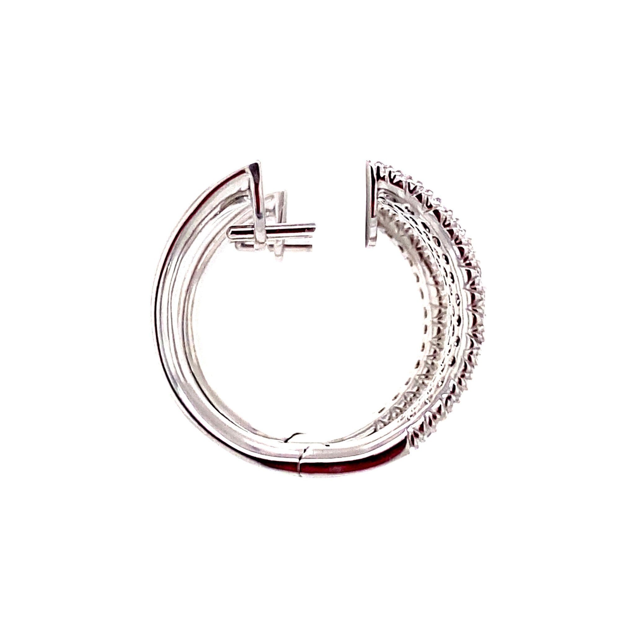 White gold hinged hoop earrings with diamond 14 karat