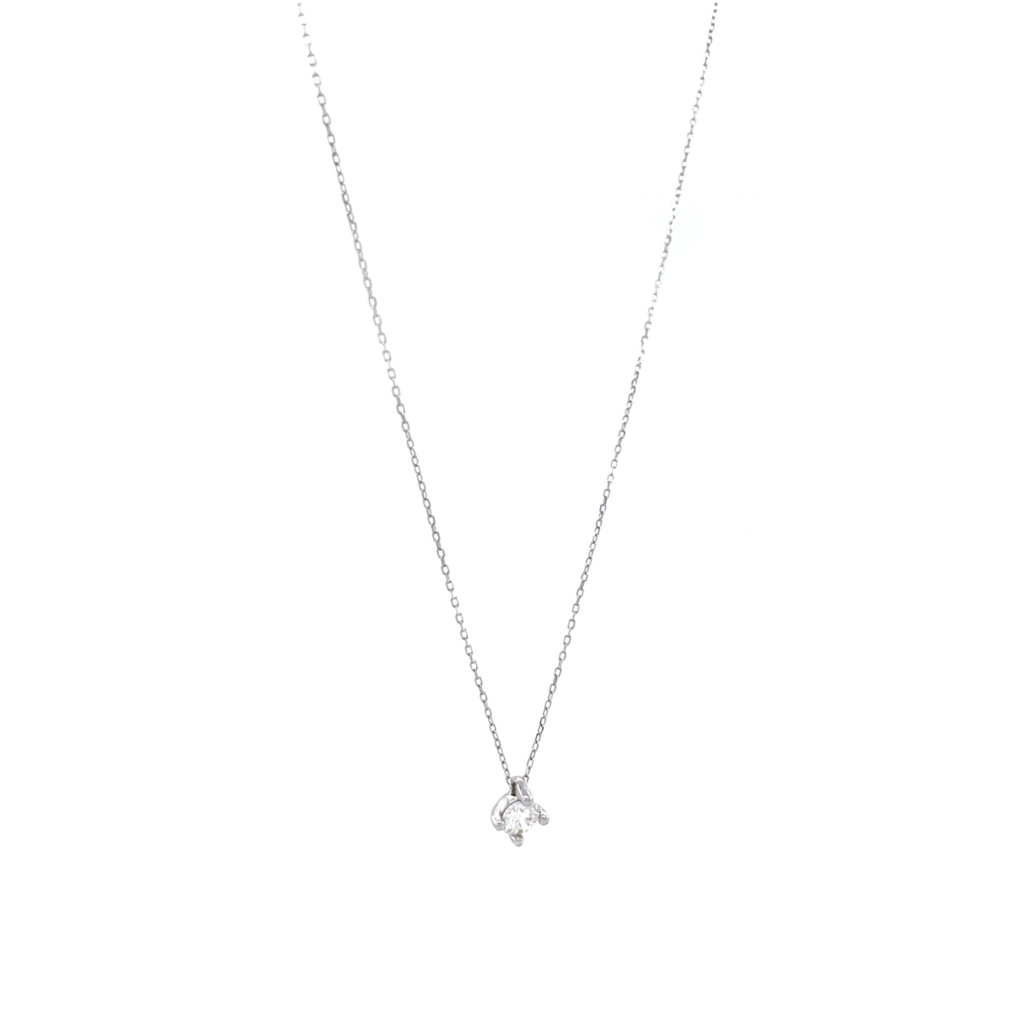 Witgouden solitair collier met diamant 14 krt