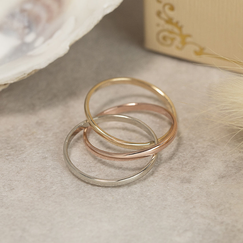 Tricolour trinity ring 9 karat