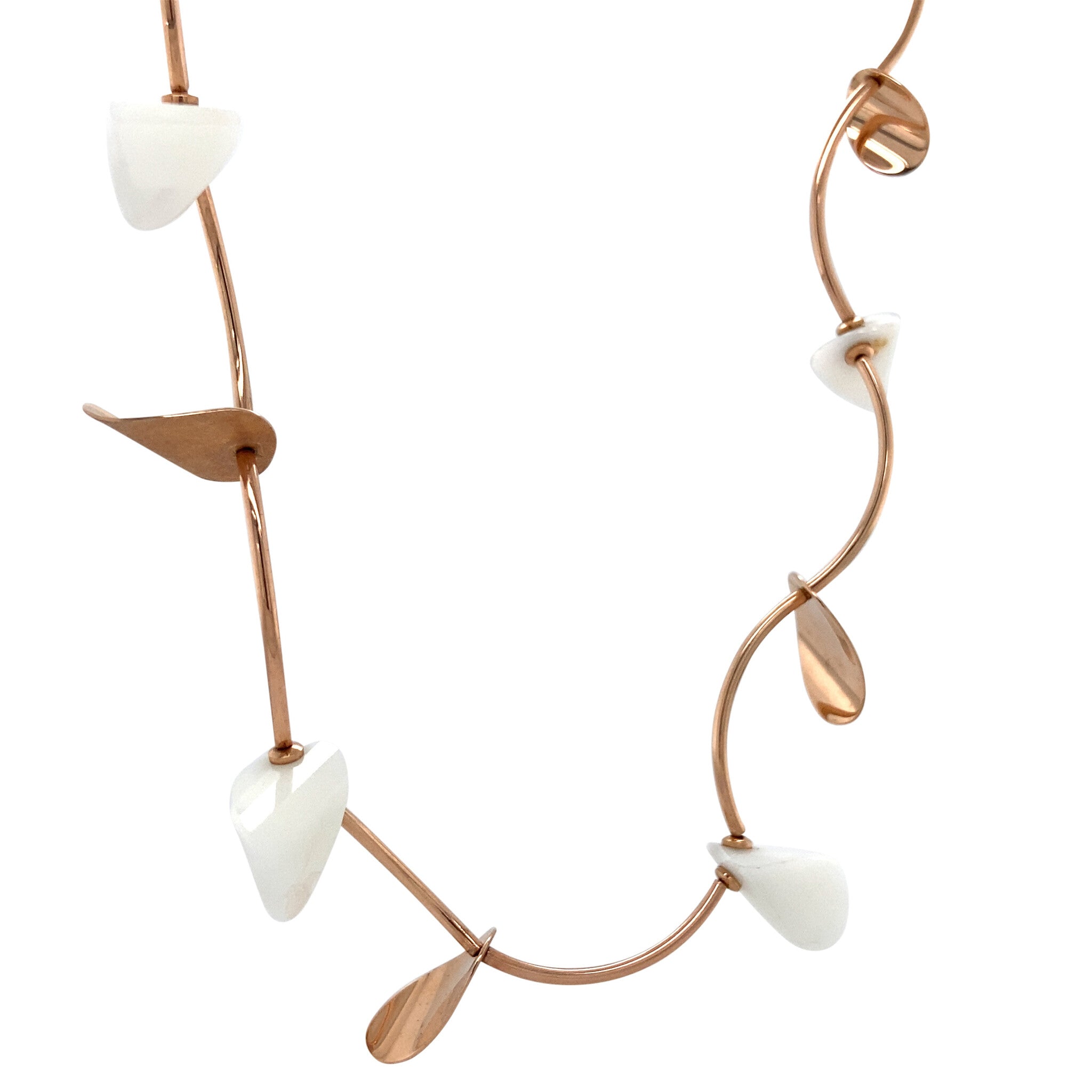 Rose gold choker with white stones 14 karat