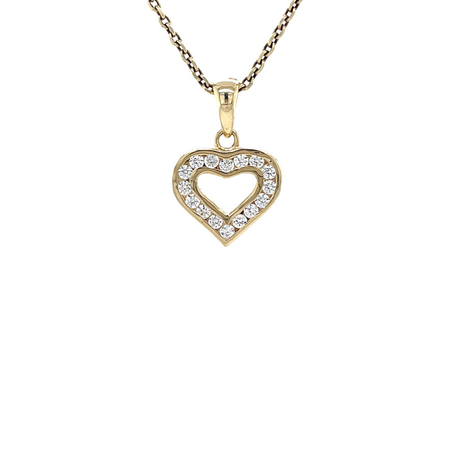 Gold heart pendant with zirconia 14 karat
