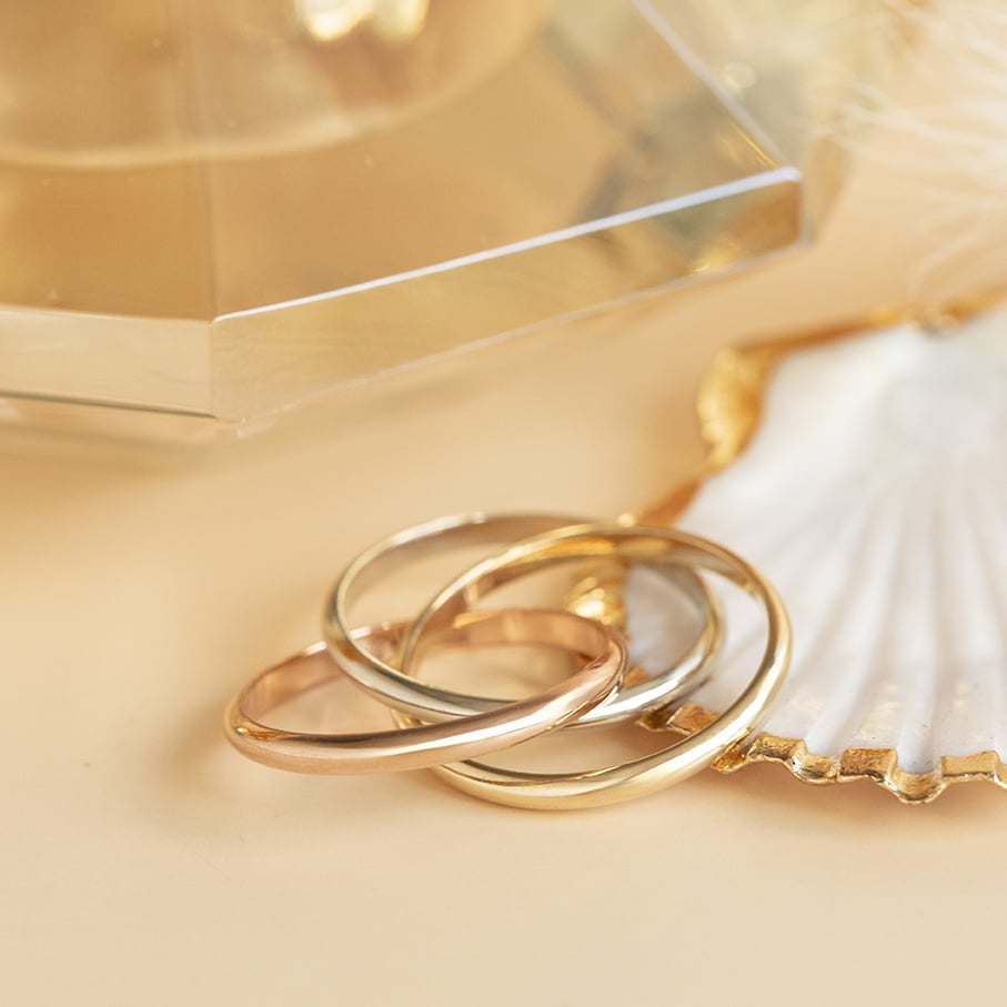 Tricolour gold ring 14 karat