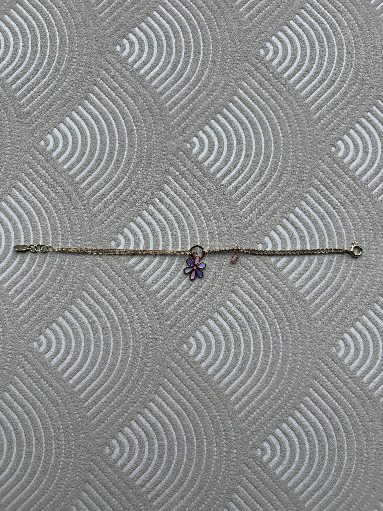 Gold children's bracelet with enamel flower 18 karat