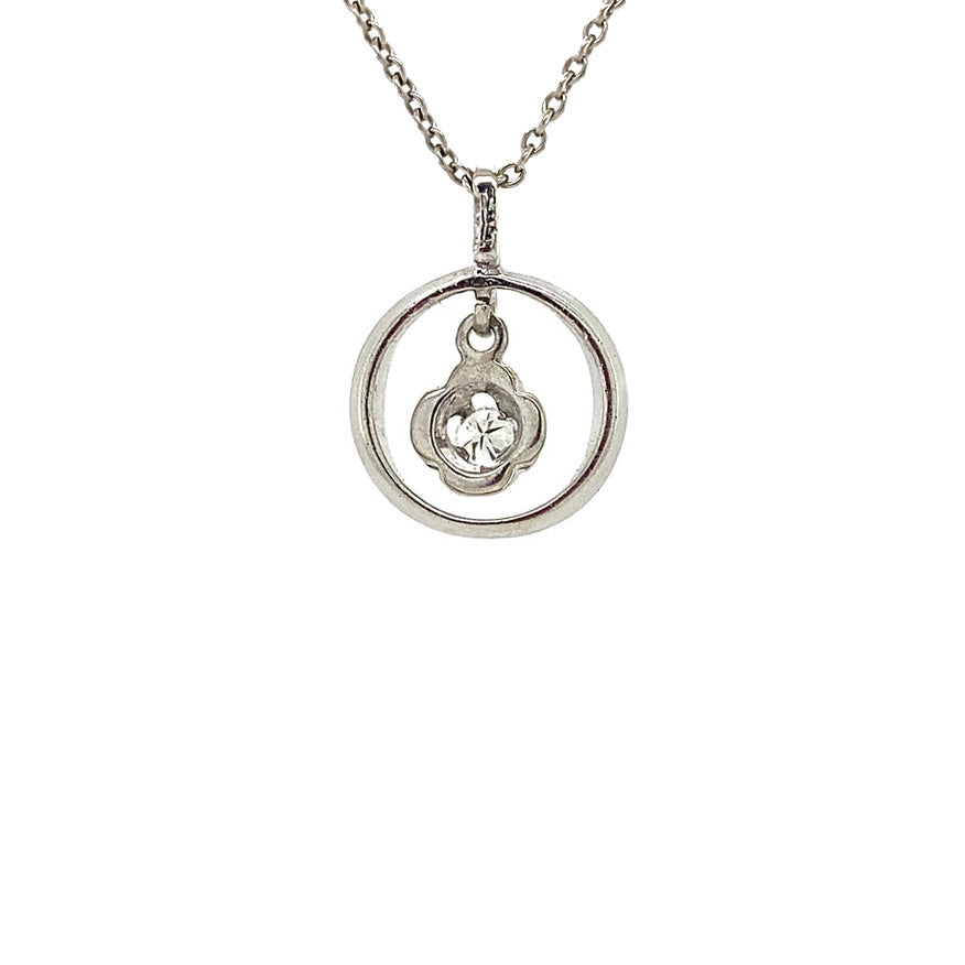 White gold pendant with diamond 14 kt