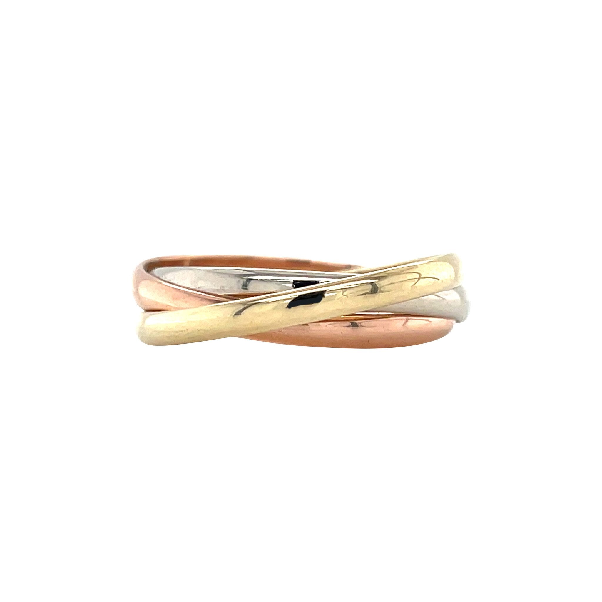 Tricolour gouden trinity ring 14 karaat