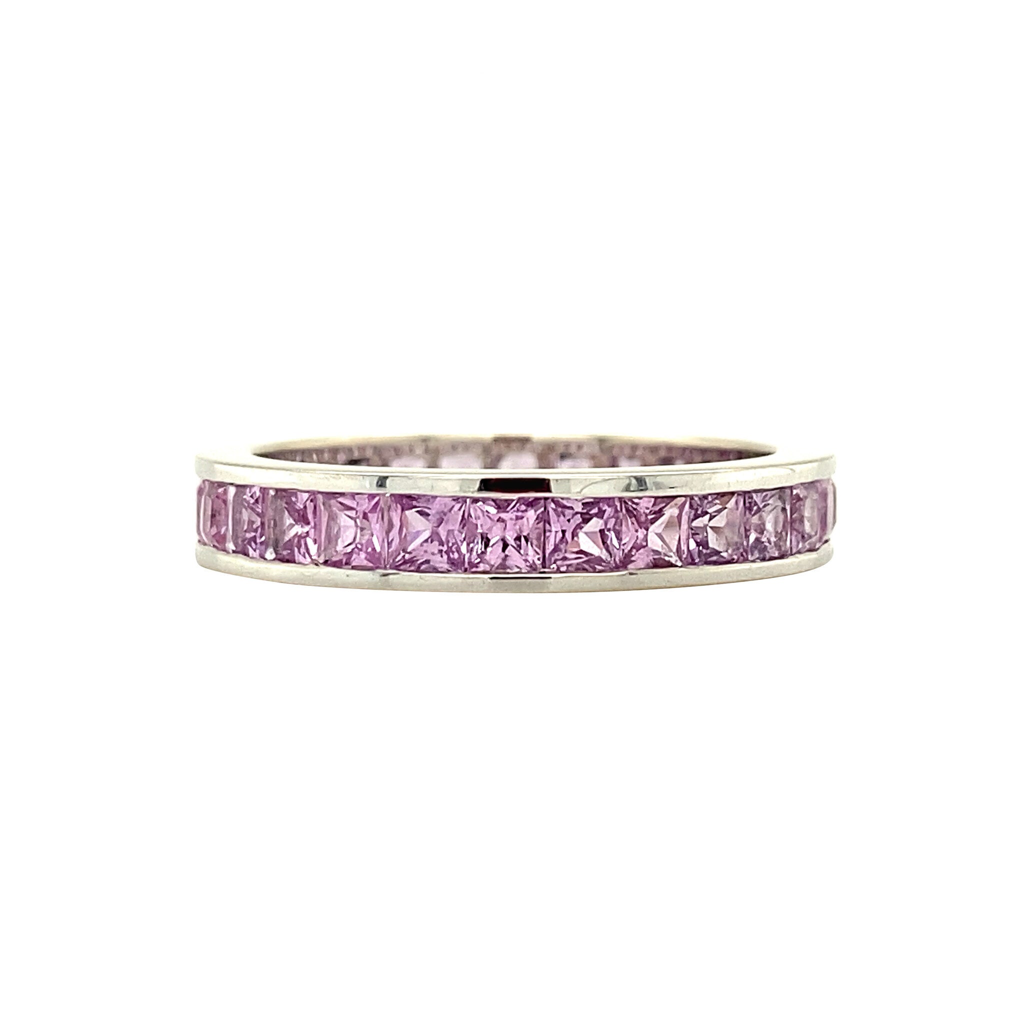 White gold alliance ring with pink sapphire 18 kt