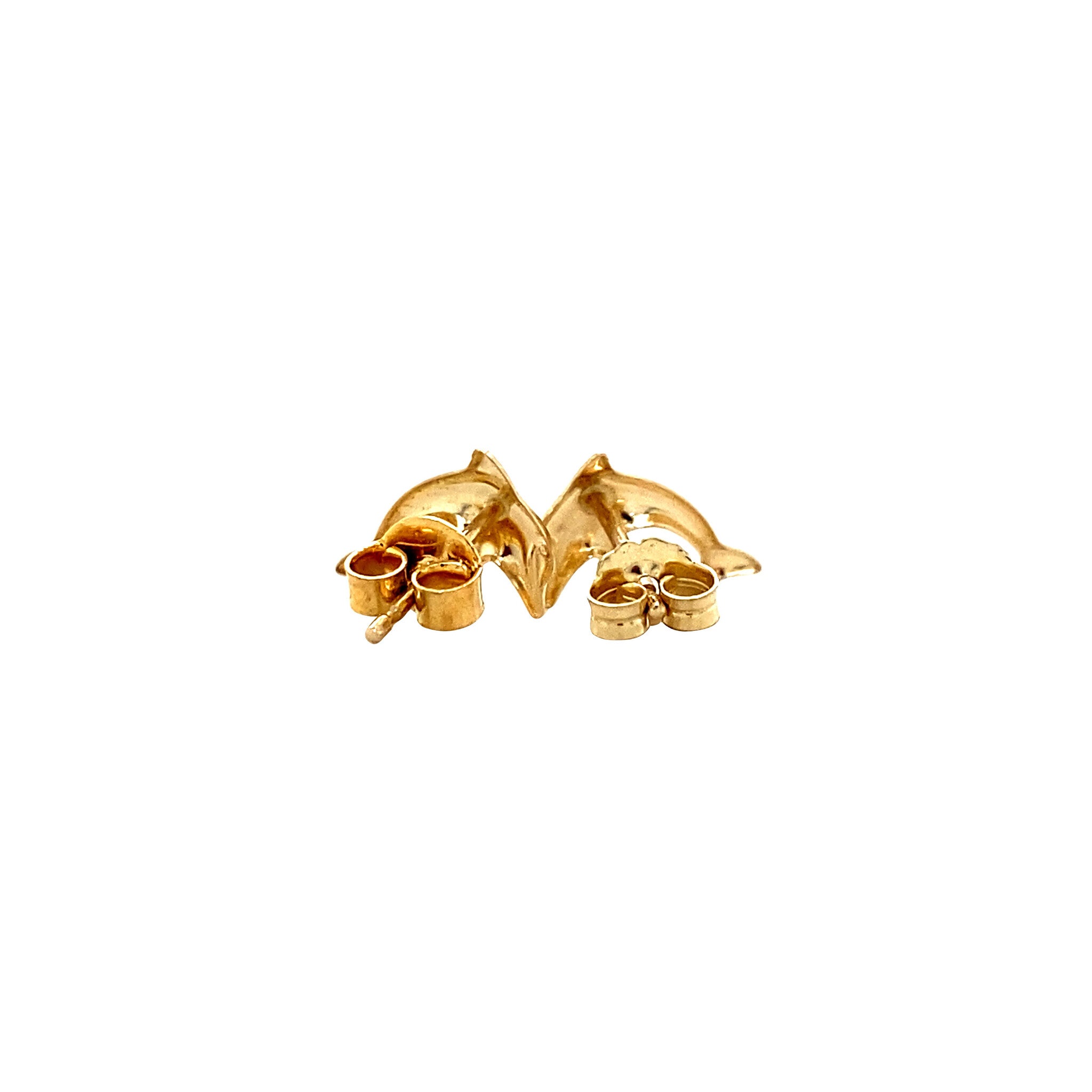 Gold children's stud earrings dolphin 14 karat