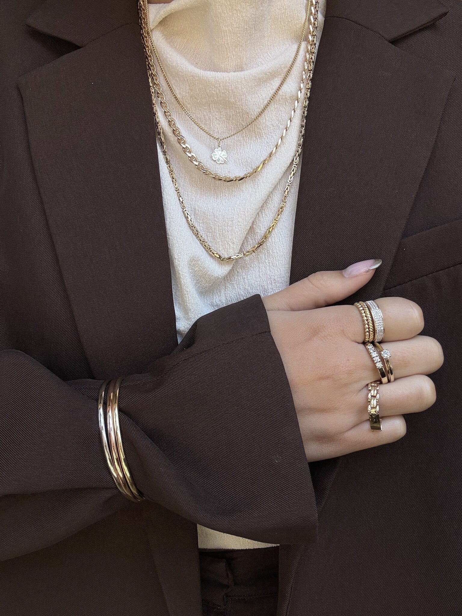 White gold smooth bangle 14 karat