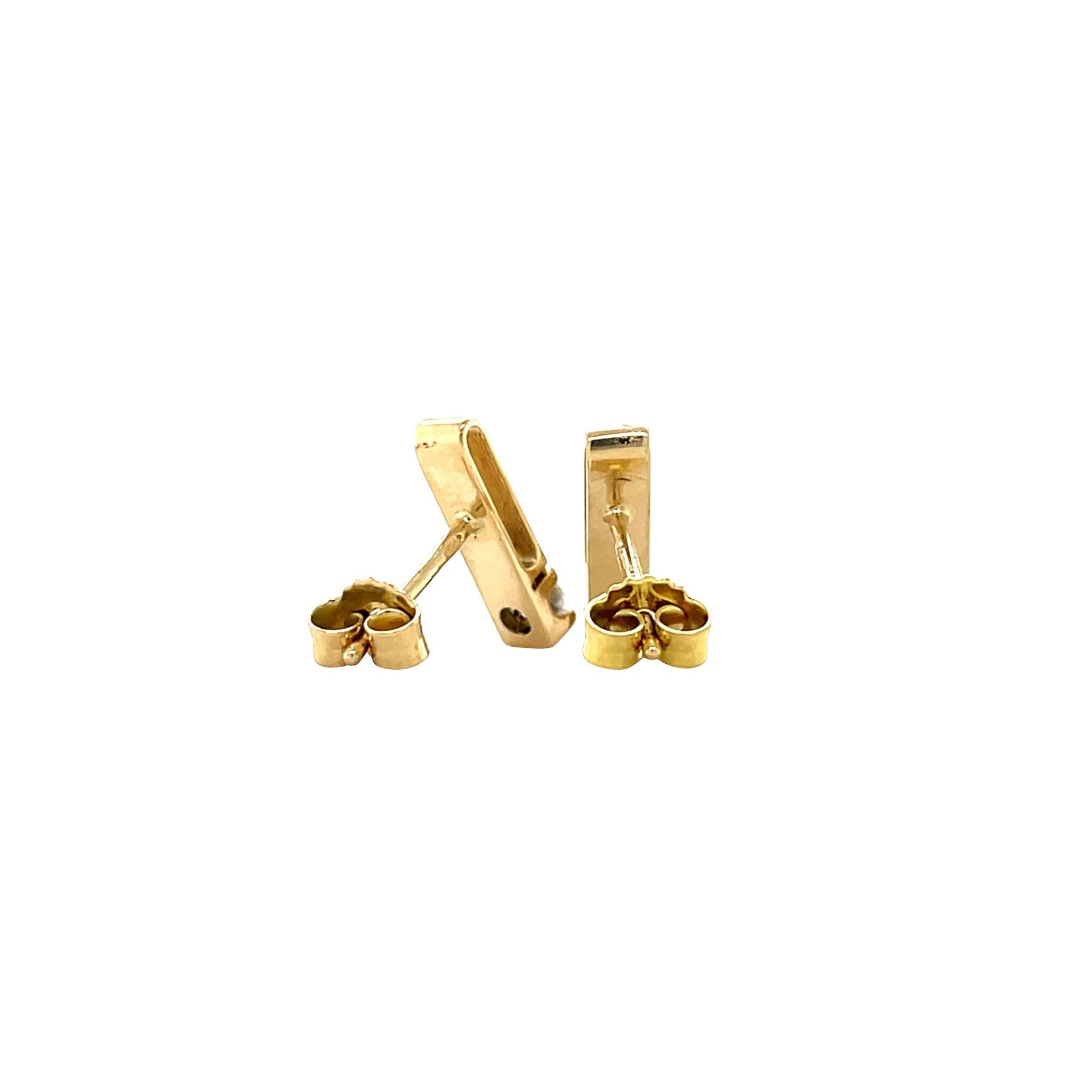Gold stud earrings with zirconia 14 karat