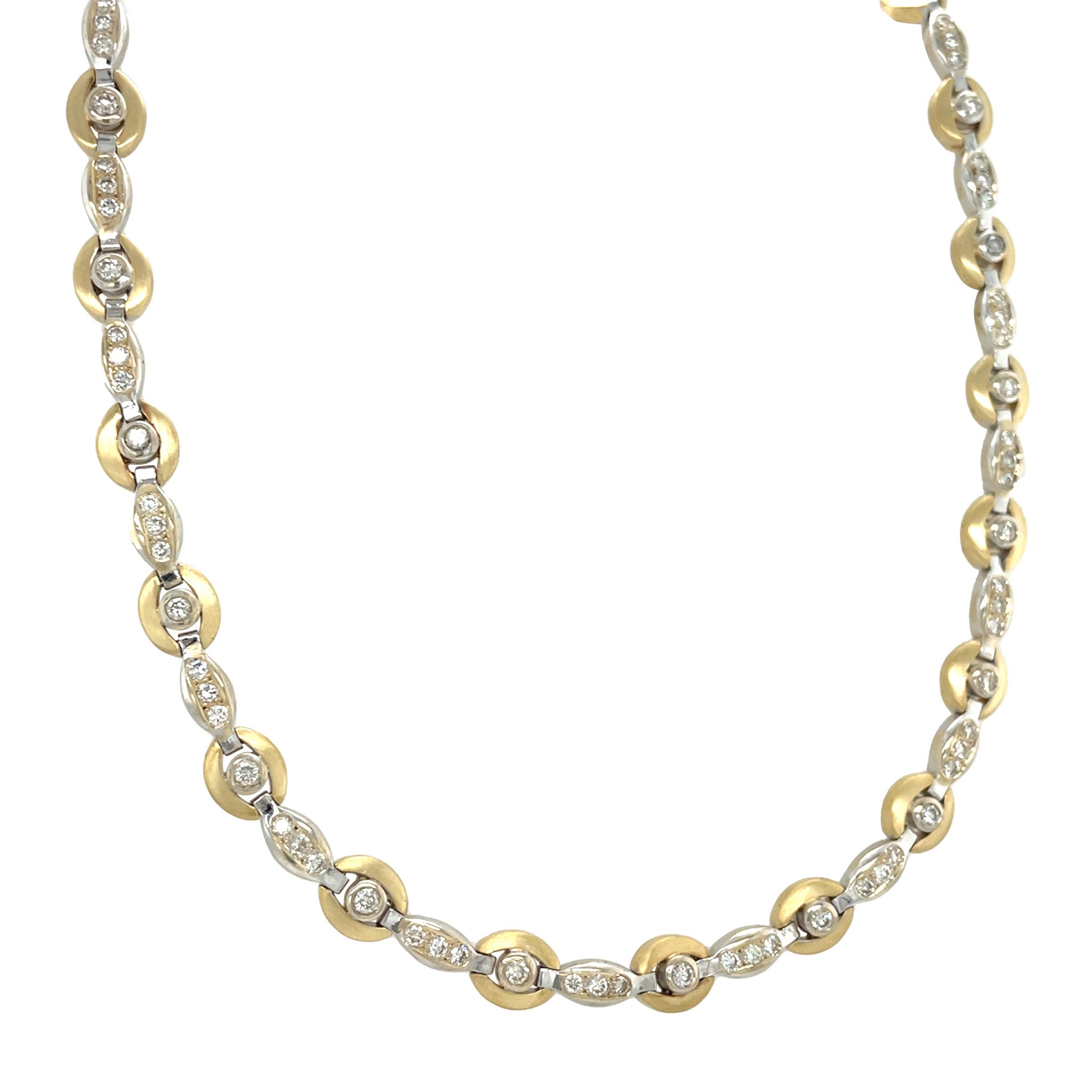 Bicolour gold choker with diamond 44 cm 18 kt
