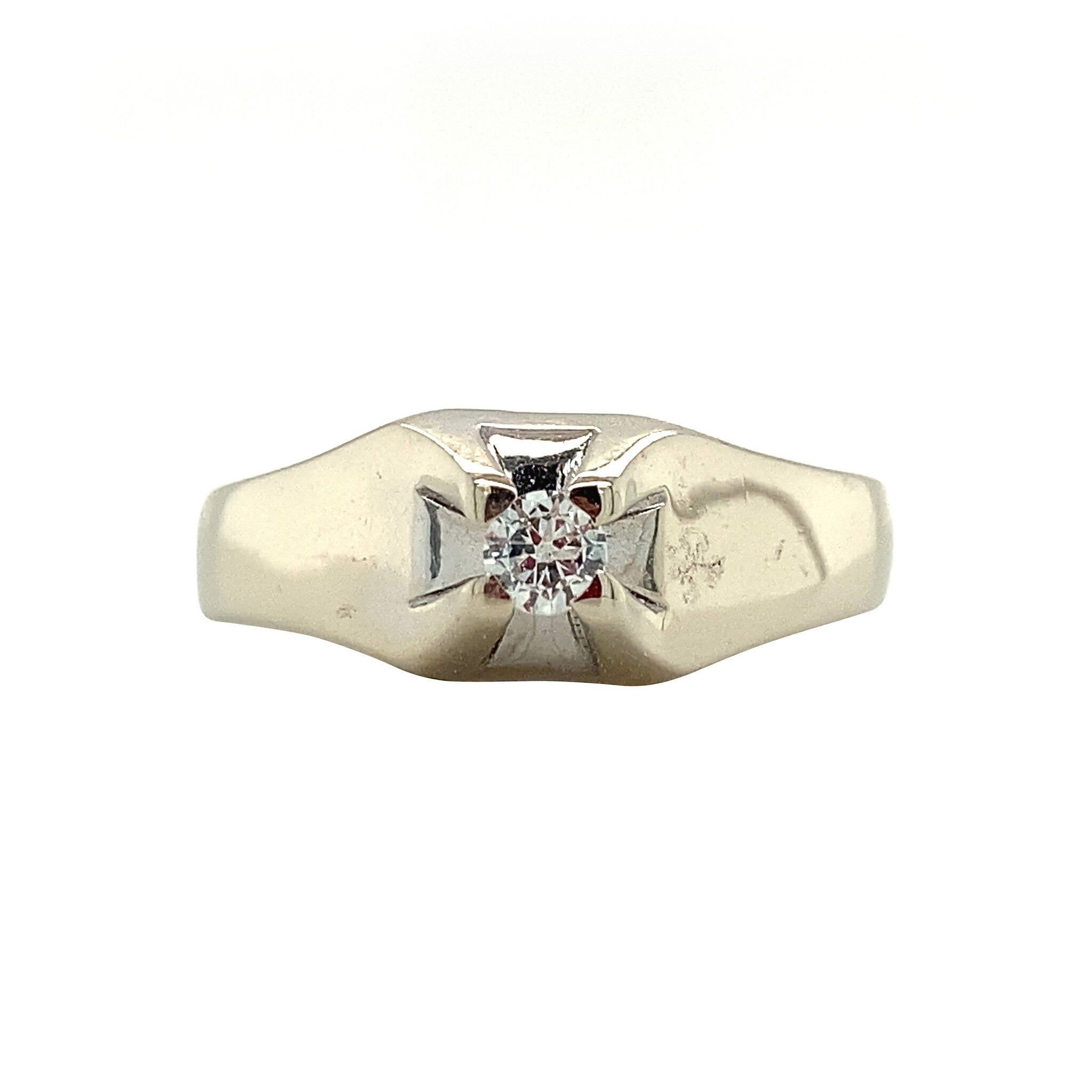 White gold ring with diamond 14 kt