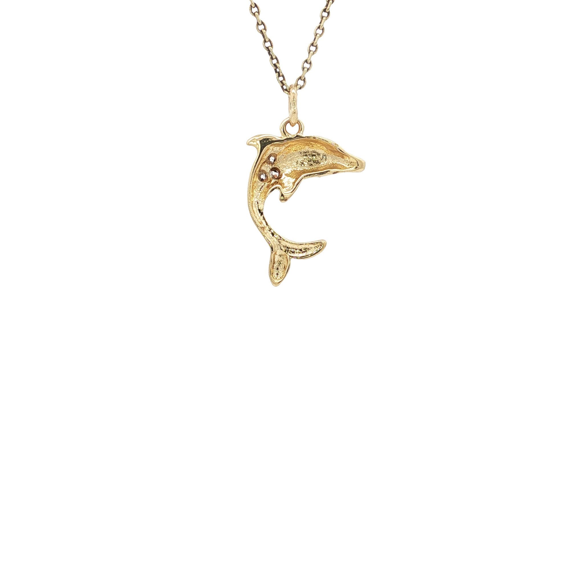 Gold dolphin pendant 14 karat