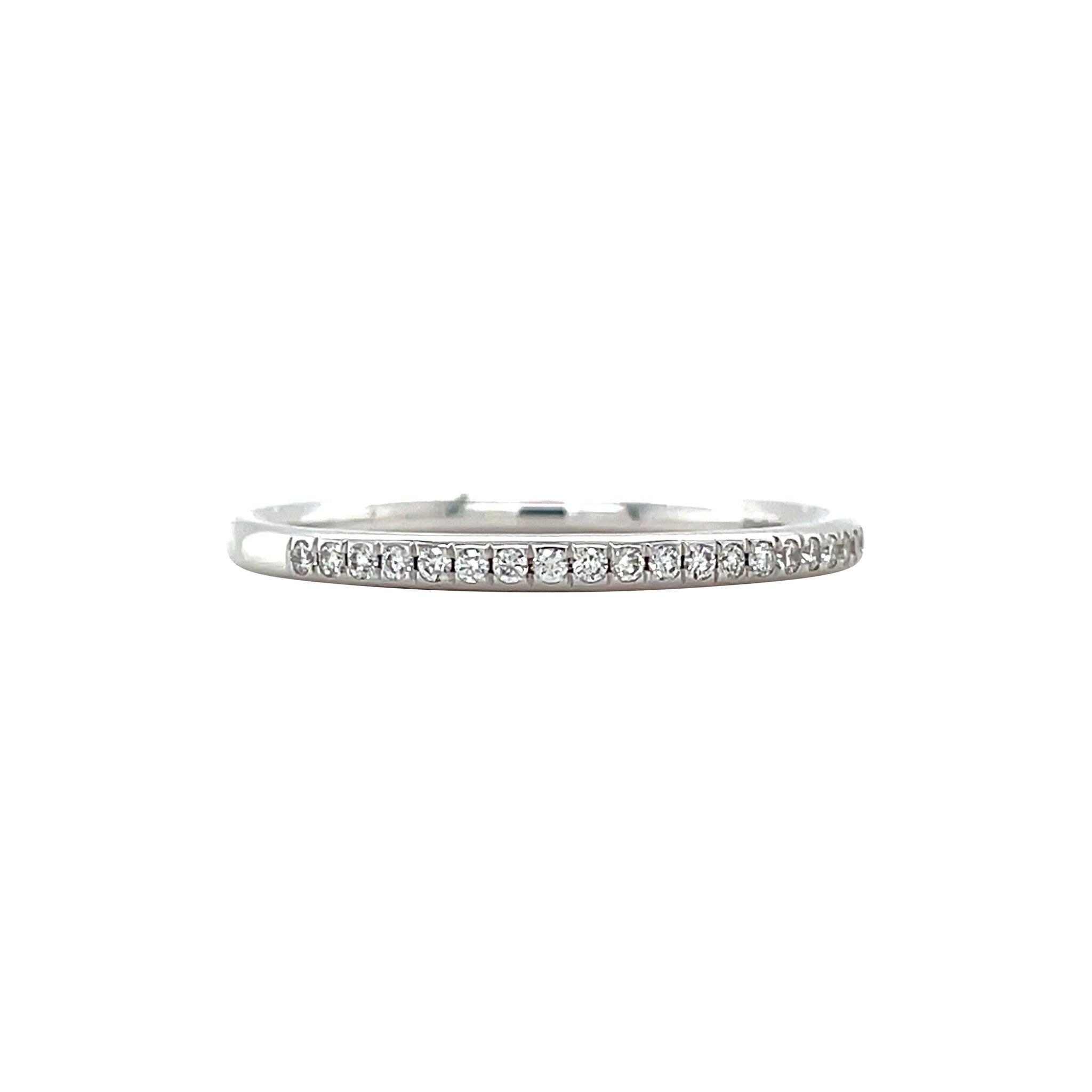 White gold row ring with diamond 14 kt