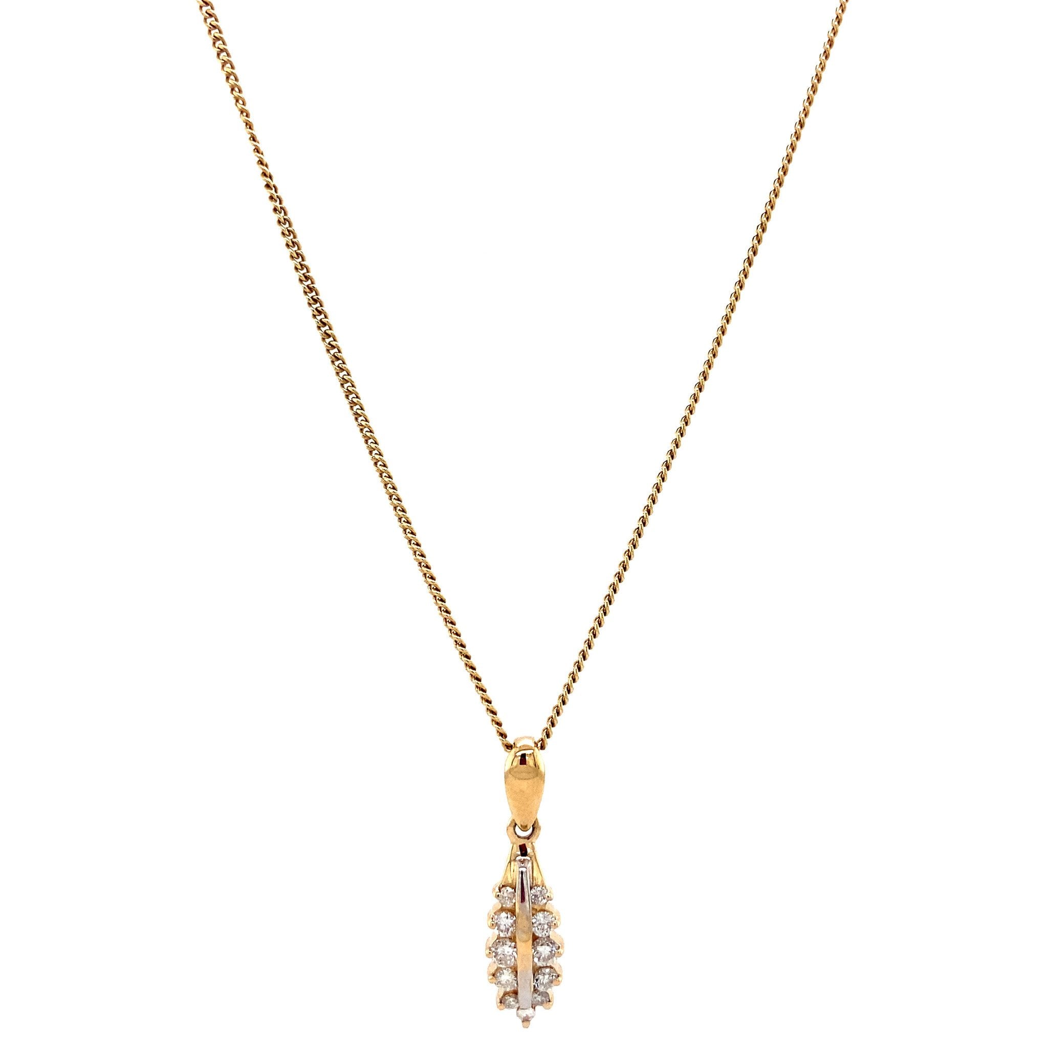 Gold necklace with pendant with diamond 46 cm 14 karat