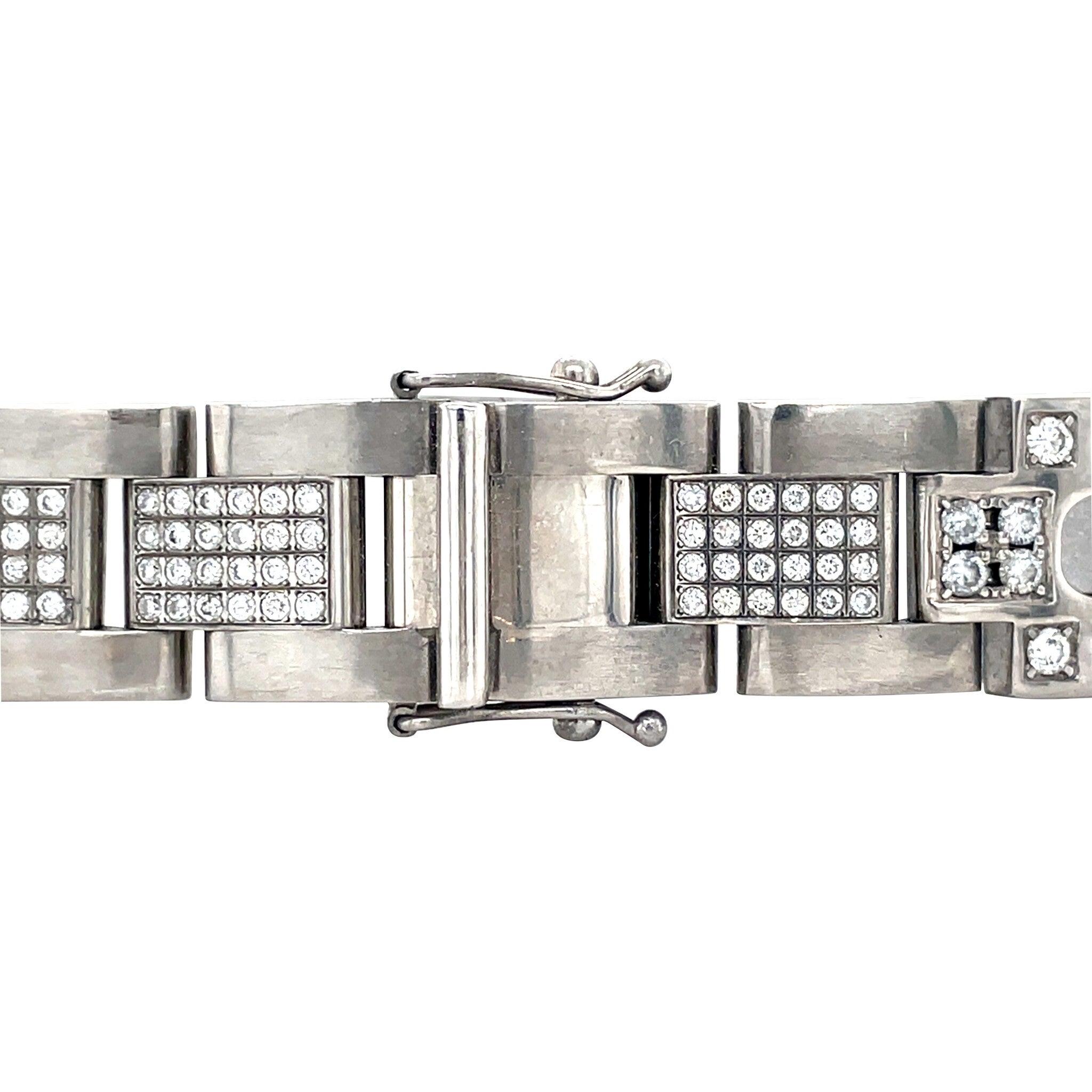 White gold men's link bracelet with diamond 18 karat