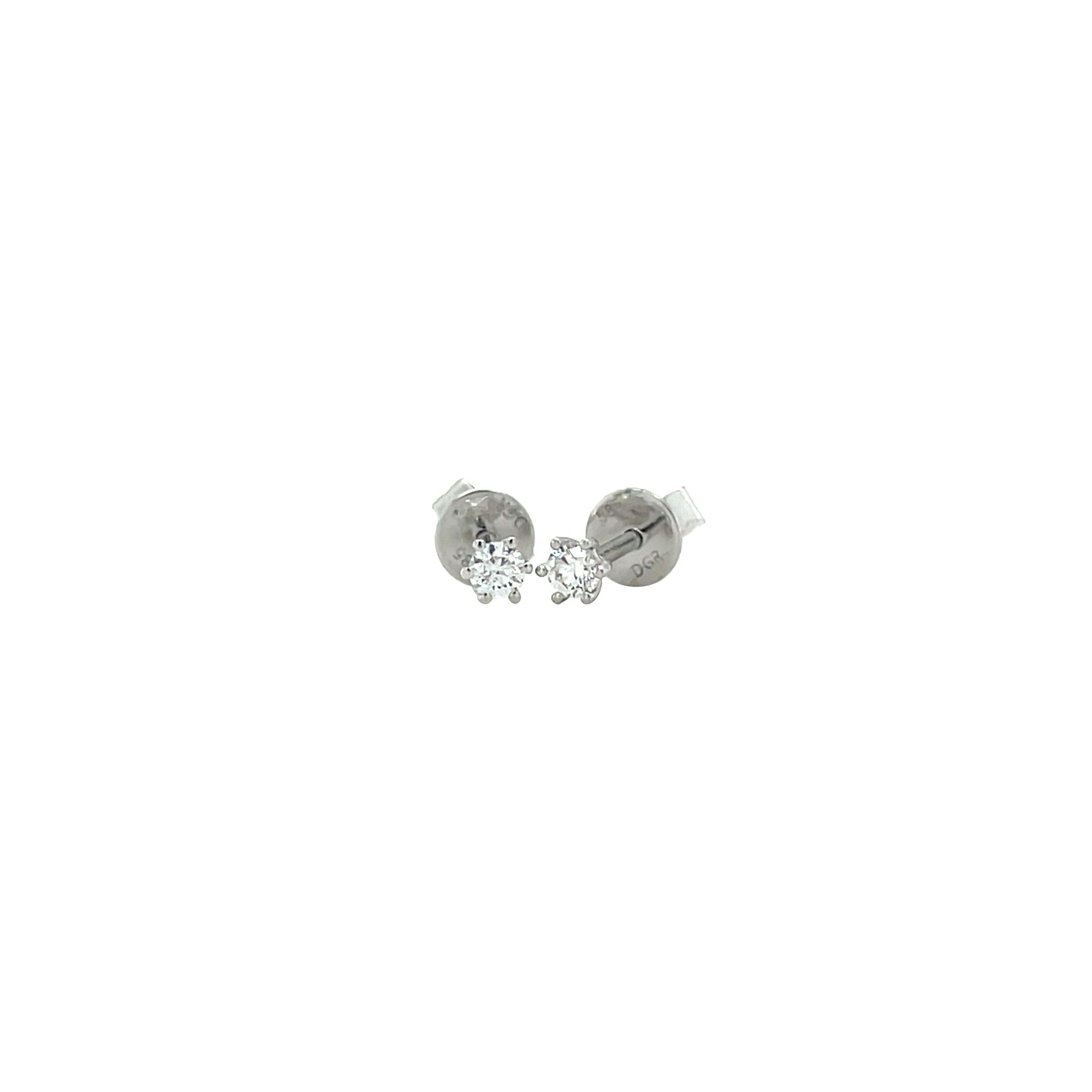 White gold solitaire ear stud with diamond 14 kt
