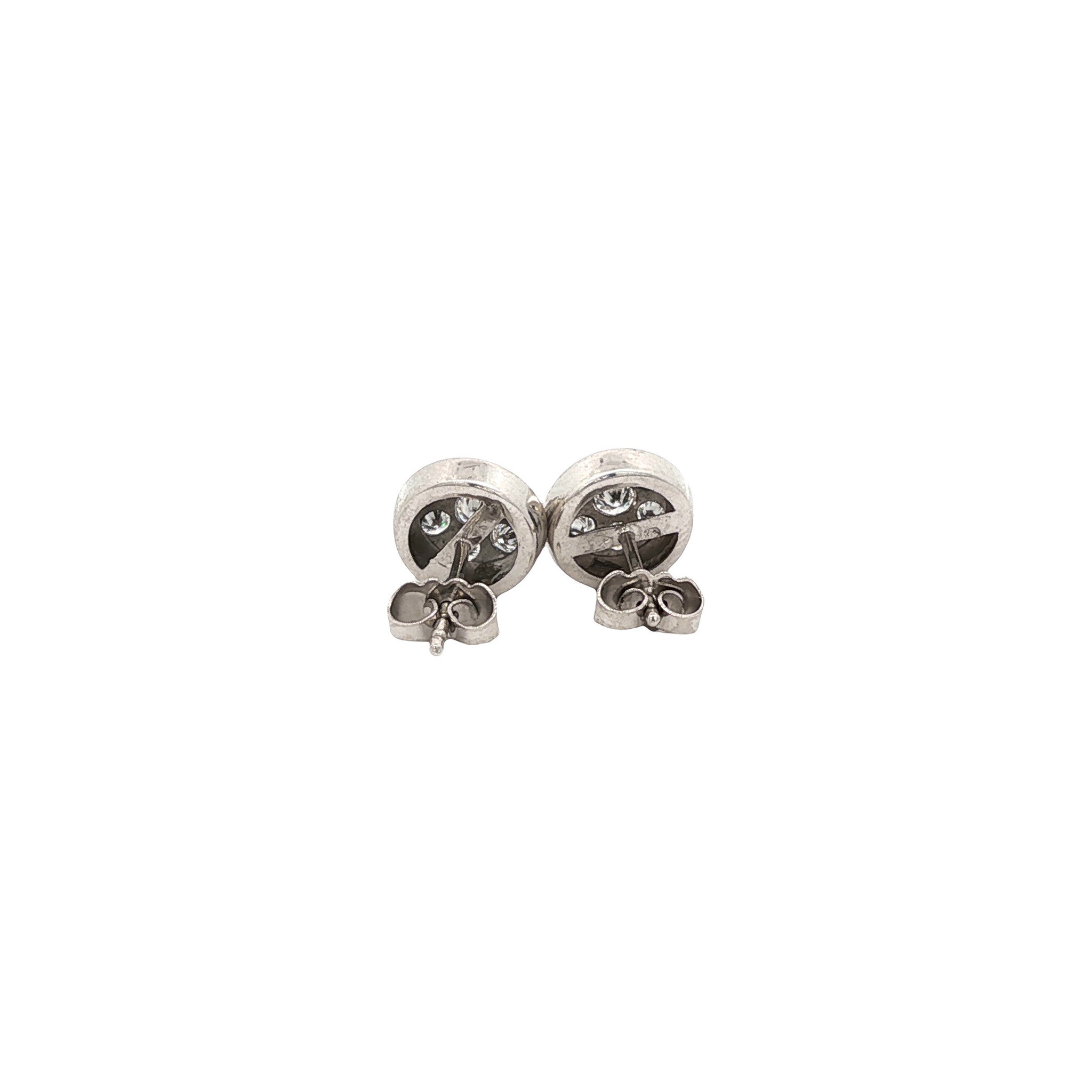 18-karat white gold diamond halo stud earrings